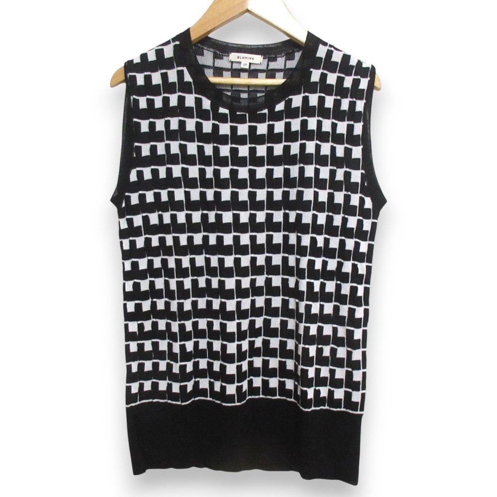 Other Other BLAMINK Silk Geometric Jacquard Sleeveless Knit Others Tops 7918-230-0086 DUTY FREE for USA Size ONE SIZE - 1 Thumbnail