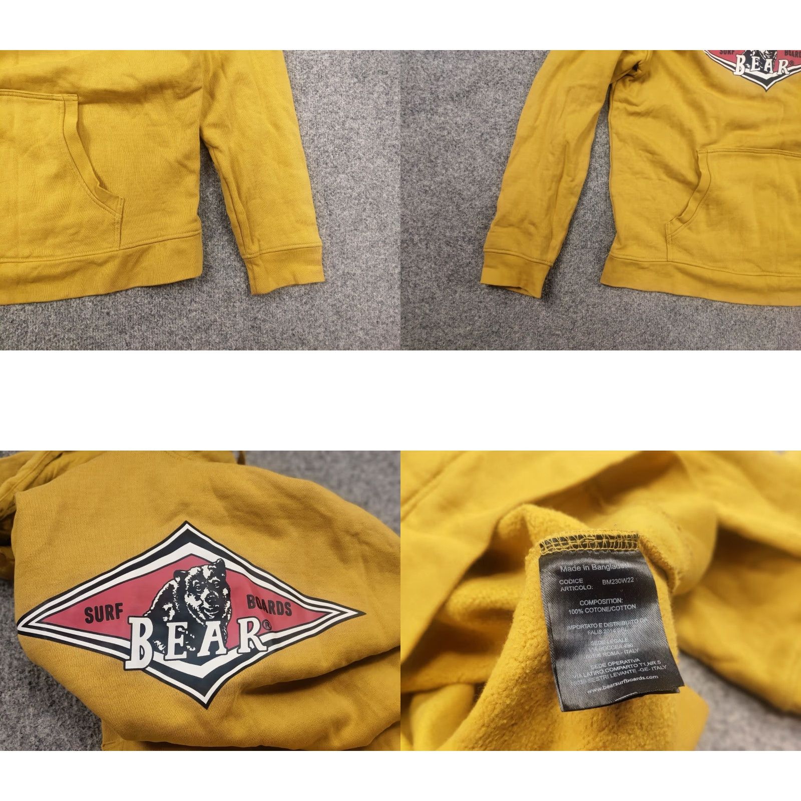 Logo 7 Bear Surfboards Big Logo Yellow Hoodie USA Vintage Style Size US L / EU 52-54 / 3 - 9 Thumbnail