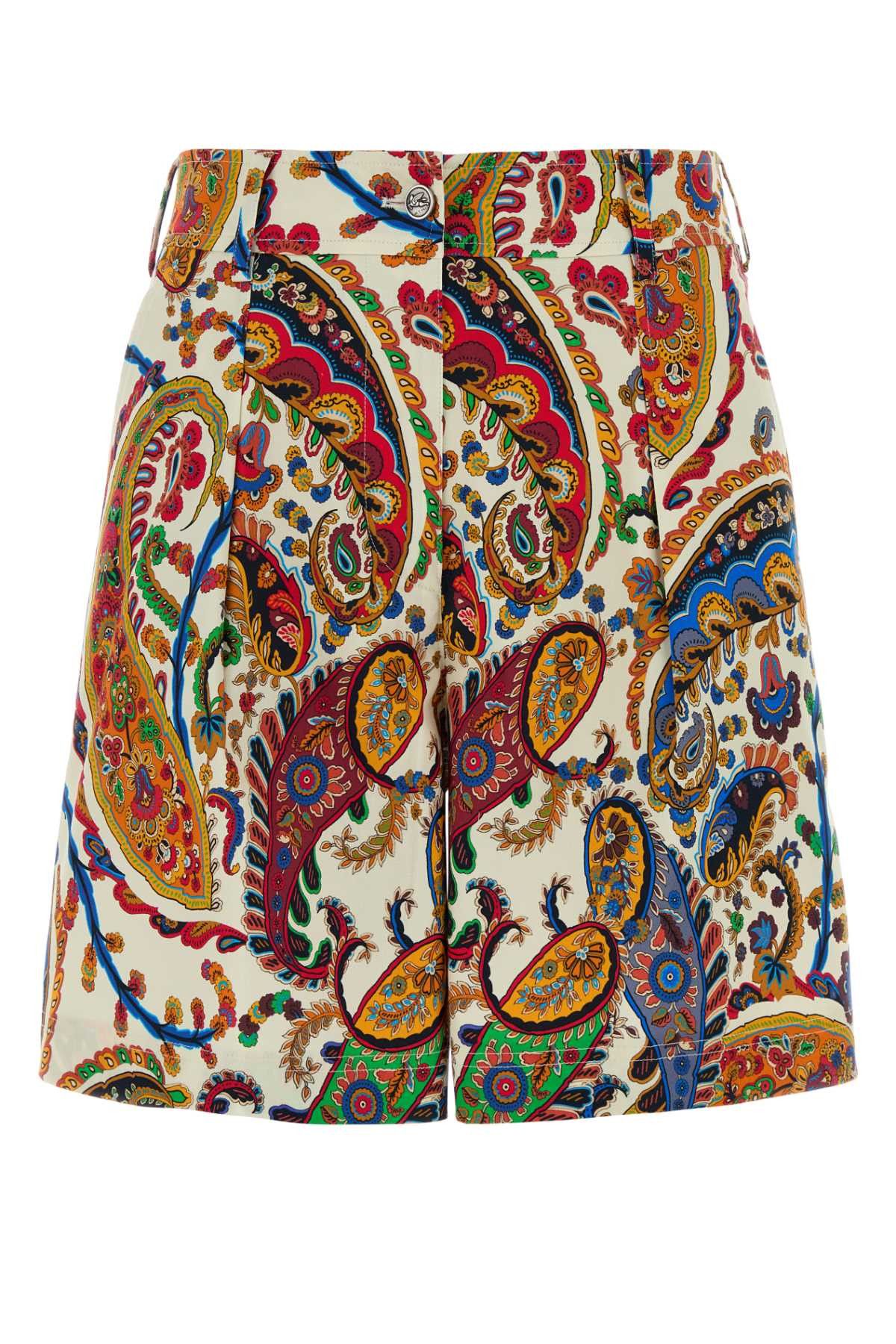 Printed Stretch Cotton Shorts