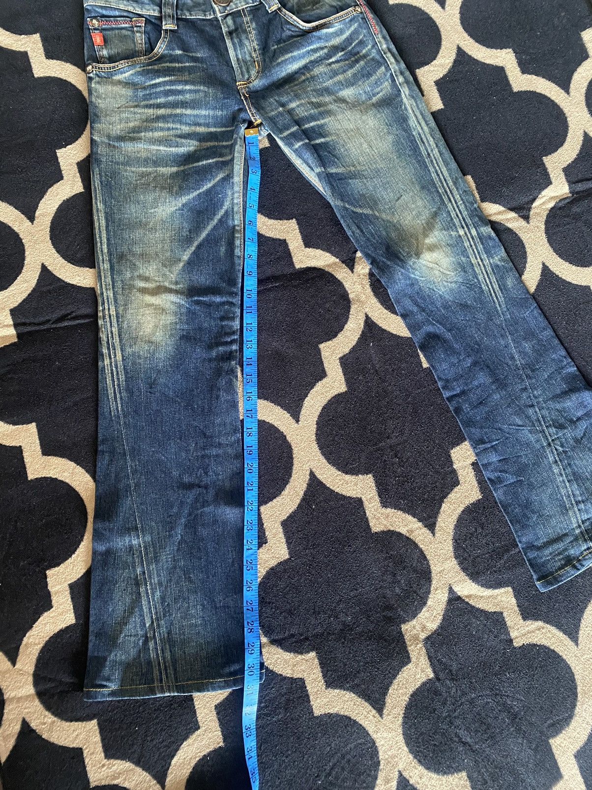 Edwin 🔥FLARE🔥🔥Vintage Edwin Blue Trip Leather Pocket Style Size US 32 / EU 48 - 16 Thumbnail