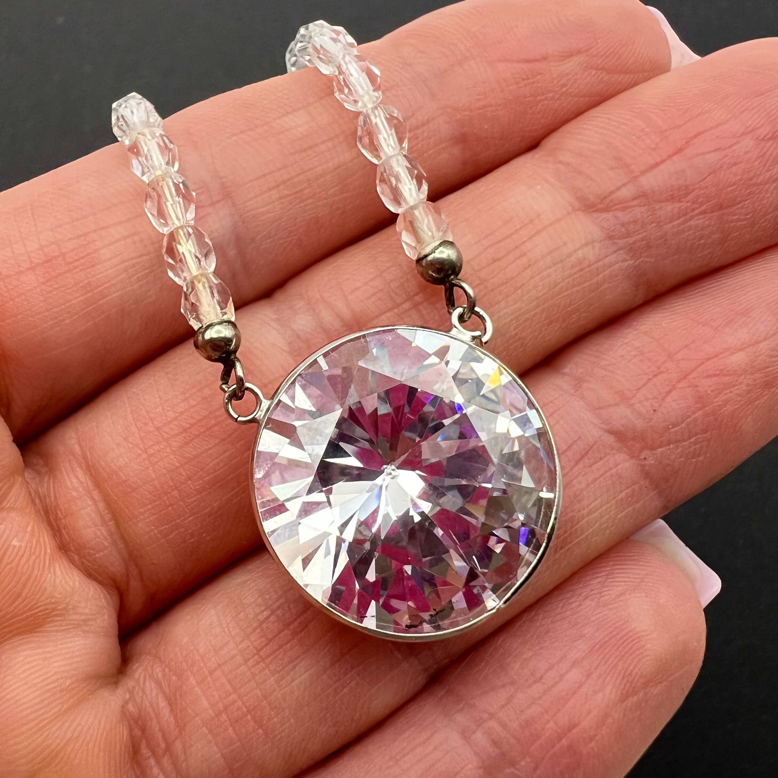 Vintage Vintage Crystal Beads Necklace Faceted Pendant Size ONE SIZE - 6 Thumbnail