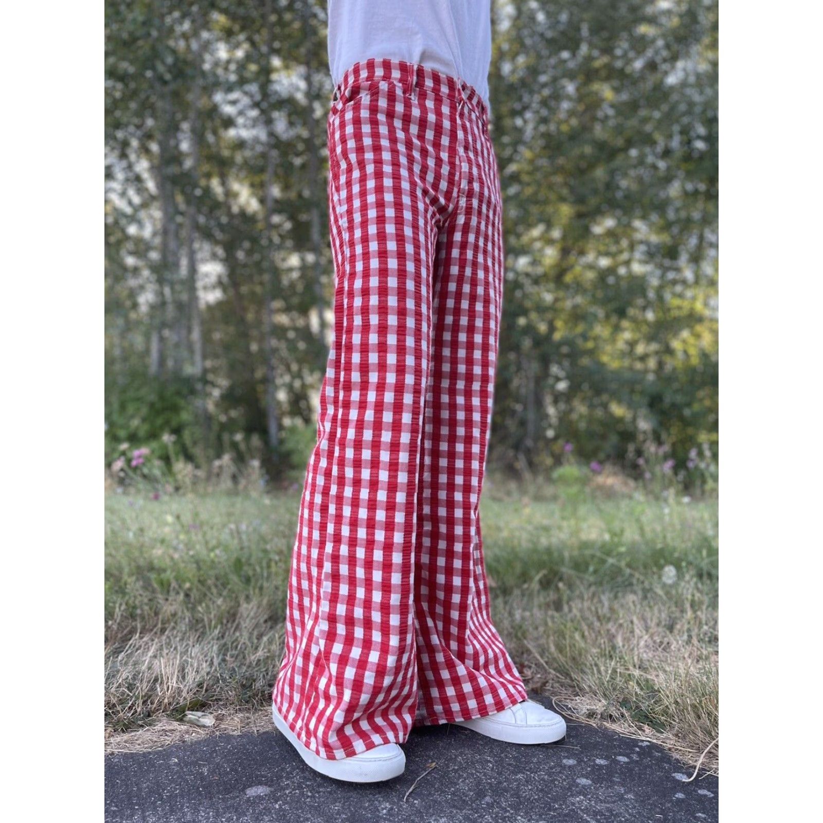 Levi's VINTAGE Levi's 60s Big E Flare Pants Unisex Adults 27 Red Denim Bootcut 517 1960s Size US 27 - 2 Thumbnail