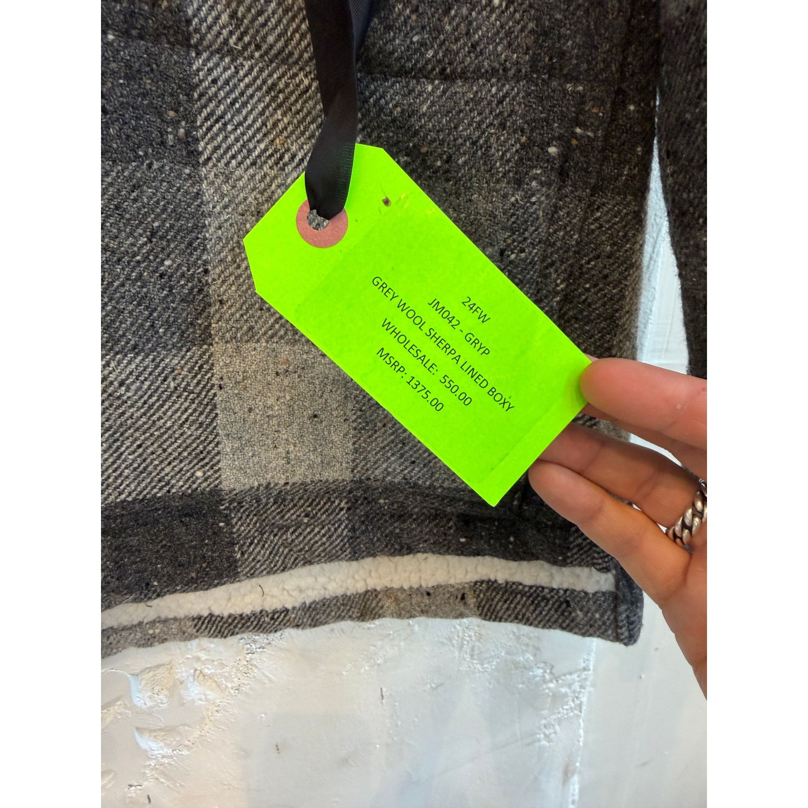 Greg Lauren Greg Lauren SAMPLE Grey Wool Sherpa Lined Boxy Jacket Size US XL / EU 56 / 4 - 3 Thumbnail