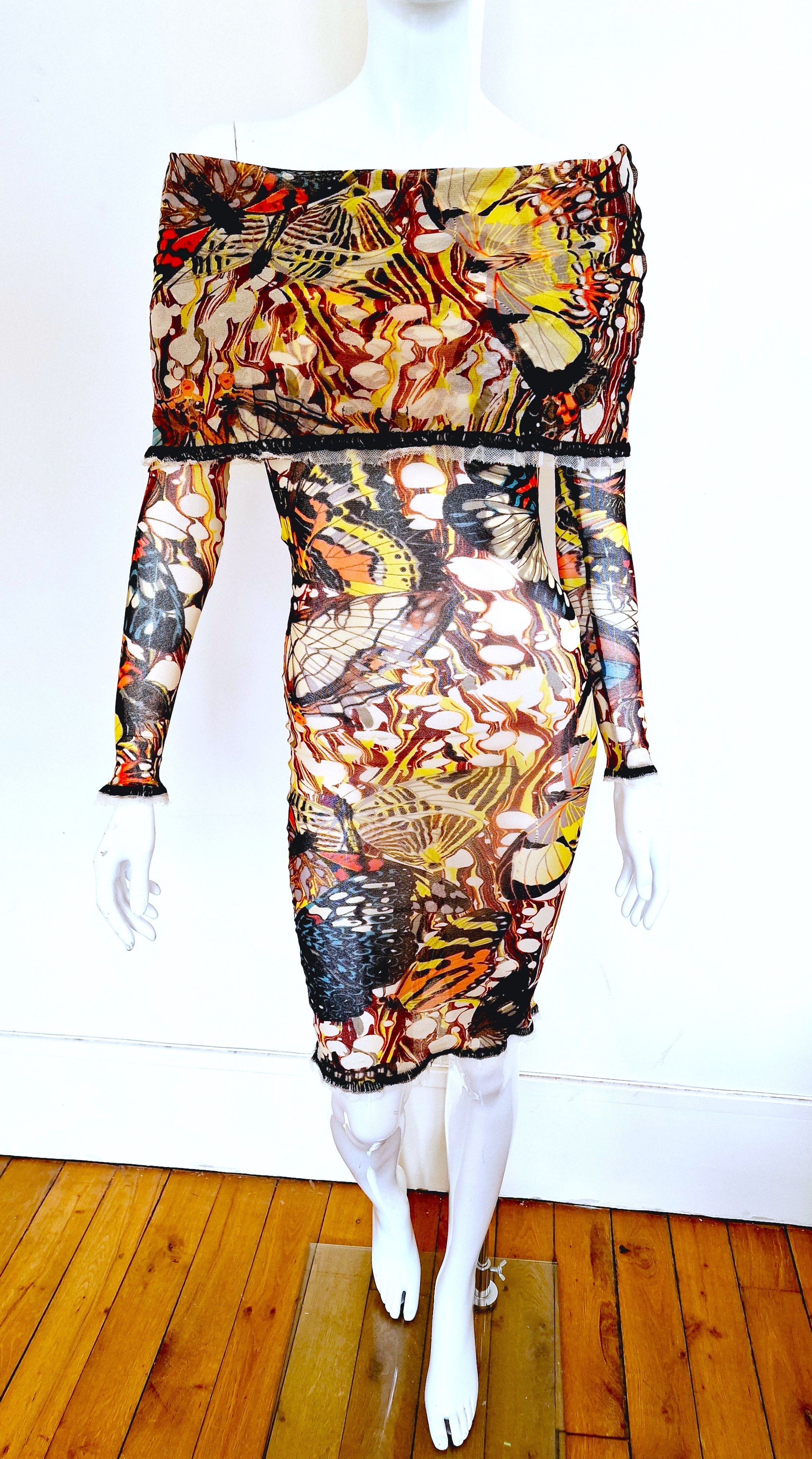 Jean Paul Gaultier Jean Paul Gaultier Butterfly Mesh Jenner 2003 S/SDress Size L / US 10 / IT 46 - 2 Thumbnail