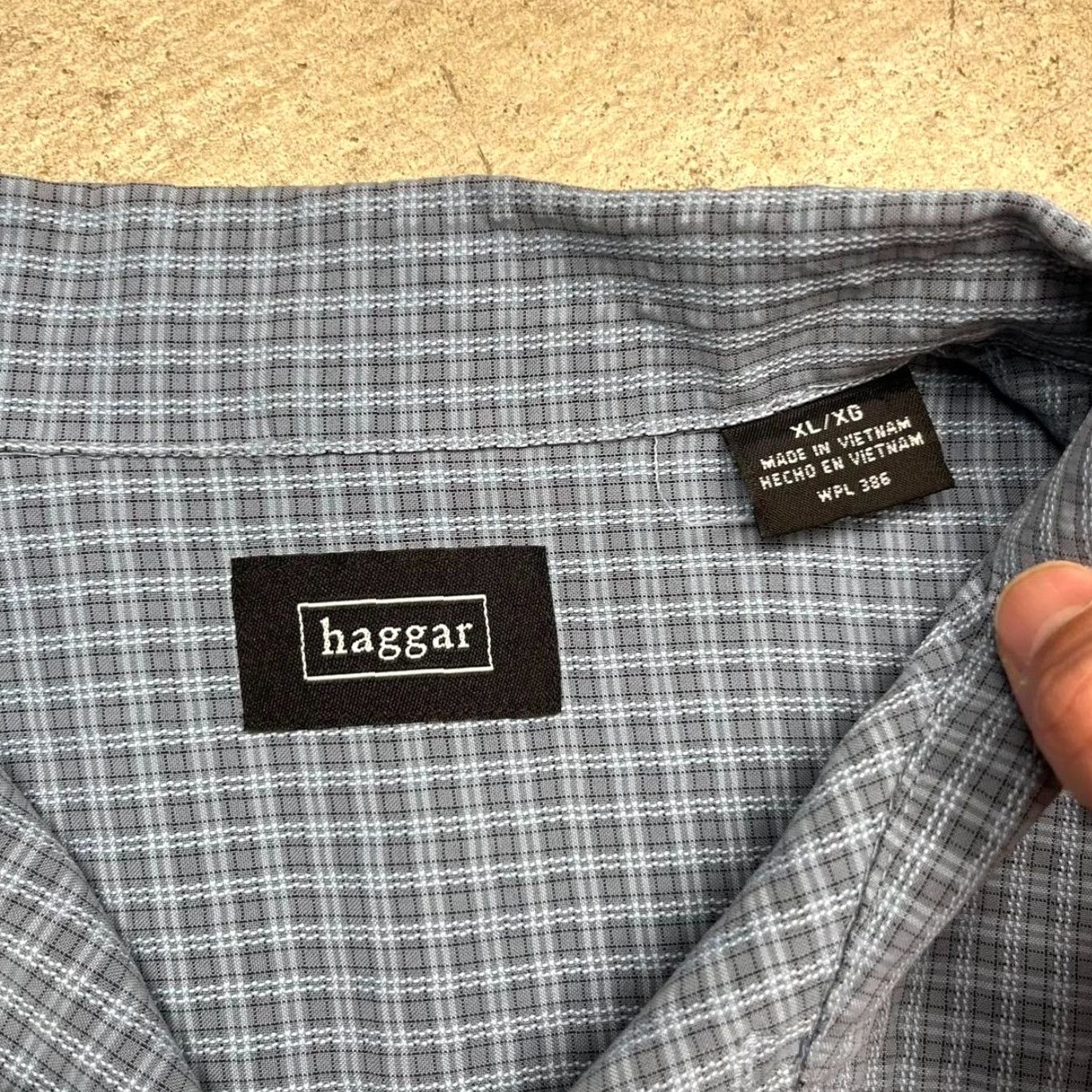 Haggar VINTAGE Haggar Camp Collar Short Sleeve Button-Up Shirt Blue Plaid XL Preppy Mens Regular Button-Up Size US XL / EU 56 / 4 - 3 Thumbnail