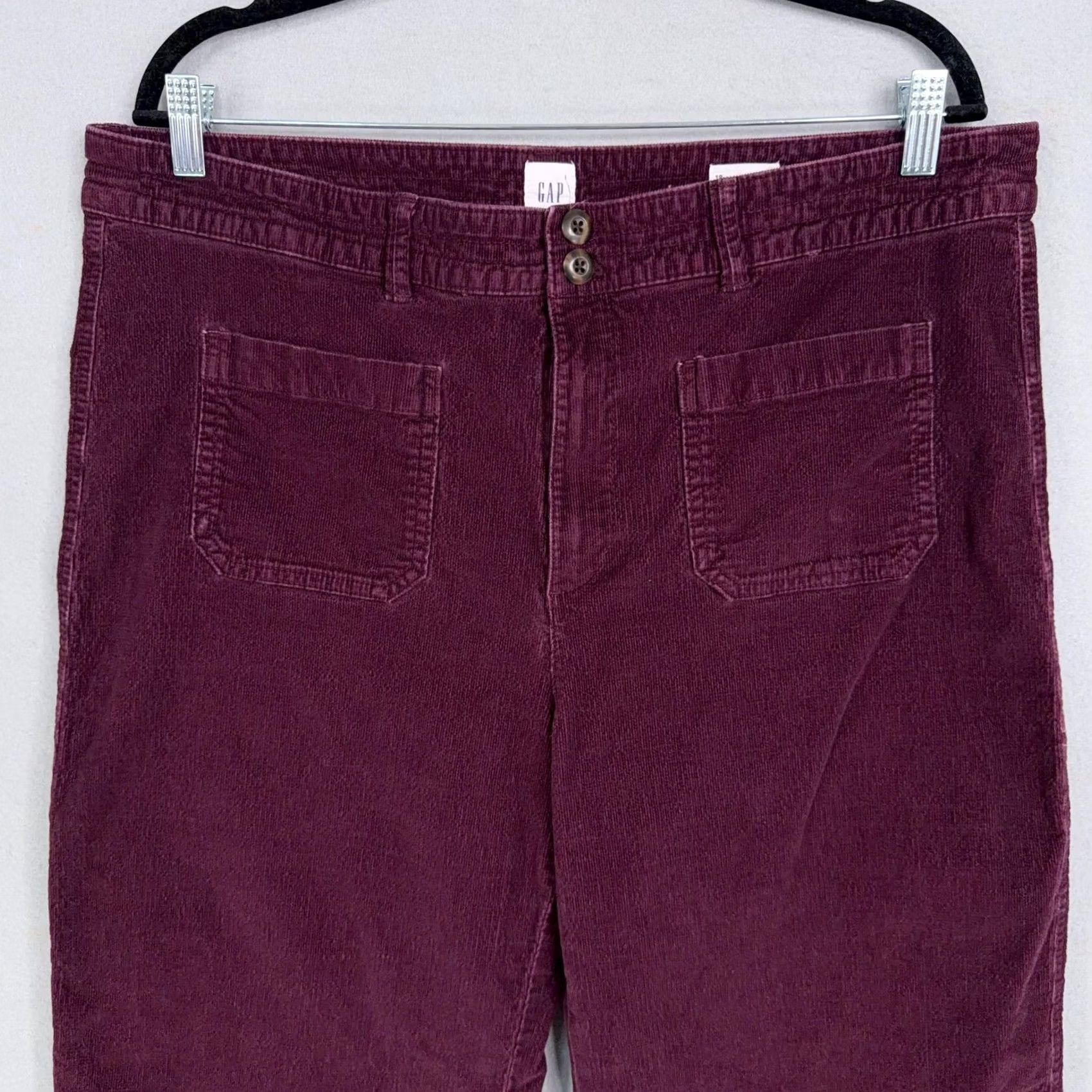 Gap VINTAGE Gap Pants Womens 18 Red High Rise Wide Leg Crop Corduroy Stretch Casual Pockets Size 40" / US 18 - 2 Thumbnail