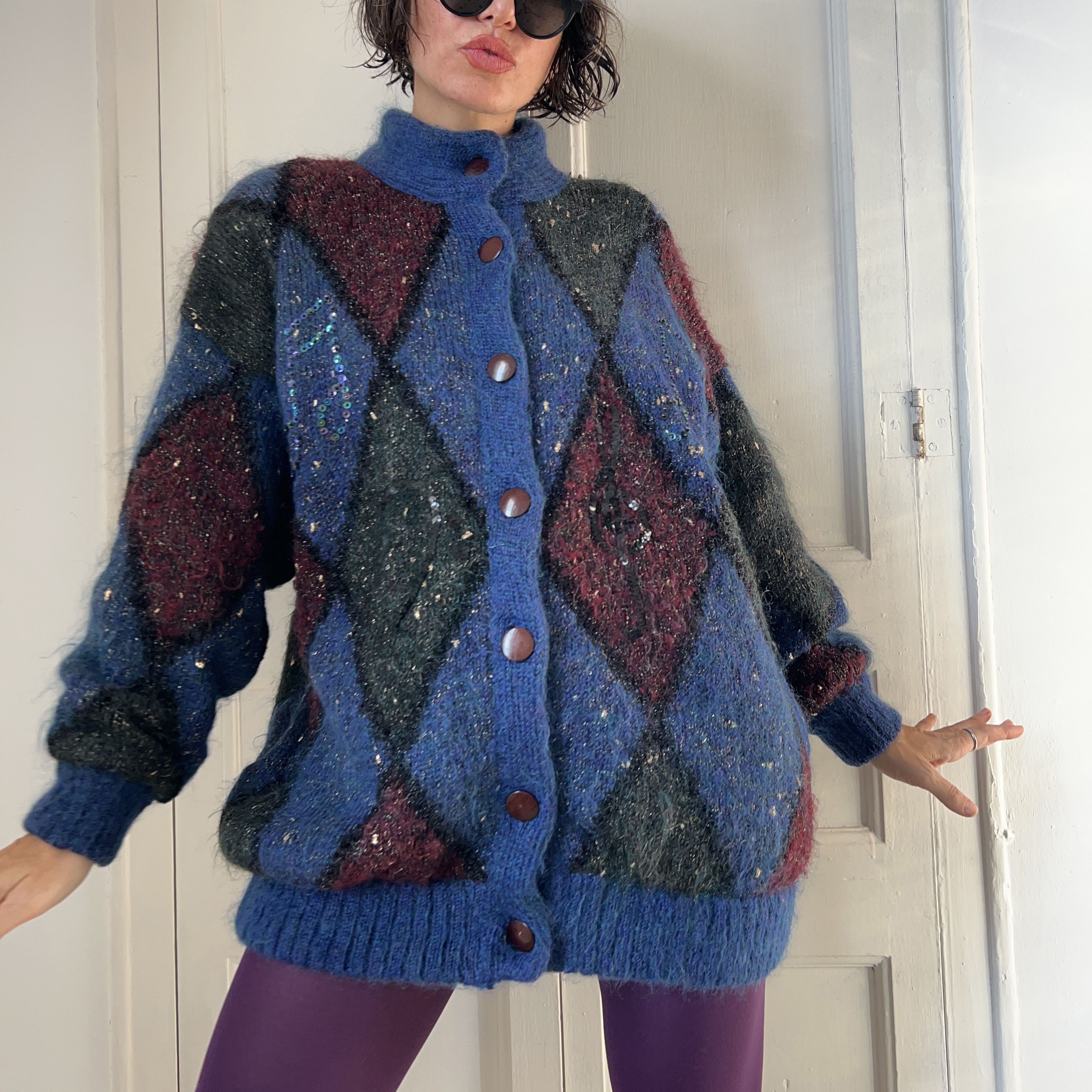 Vintage Vintage Mohair Harlequin Cardigan Size M / US 6-8 / IT 42-44 - 7 Thumbnail