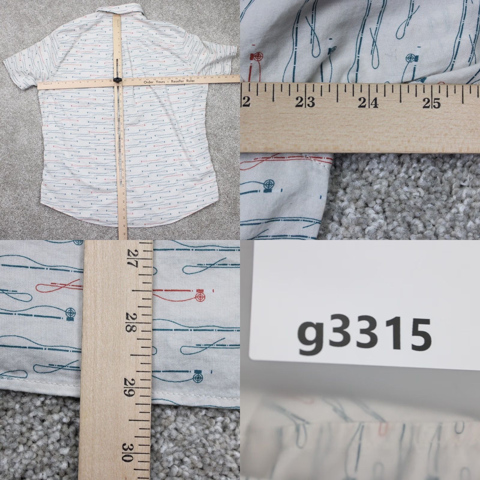 Eddie Bauer Eddie Bauer Shirt Mens Large White/Red/Blue 100% Cotton Button-Up Short Sleeve Classic Fit Regular Geometric Pattern Chest 24in Size US L / EU 52-54 / 3 - 9 Thumbnail