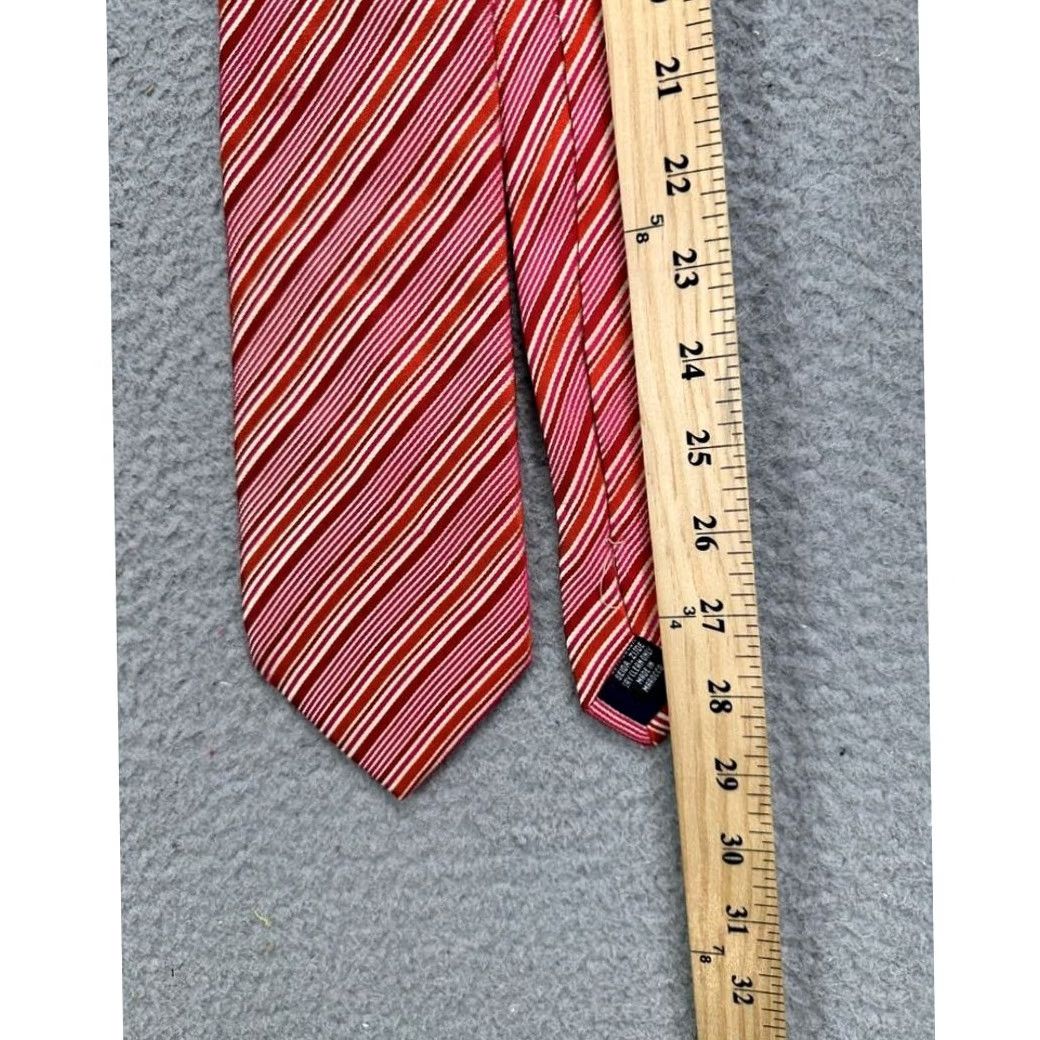 Vintage Thomas Pink Tie Mens One Size Pink Red Striped Suit Office Casual Necktie Size 44L - 4 Thumbnail