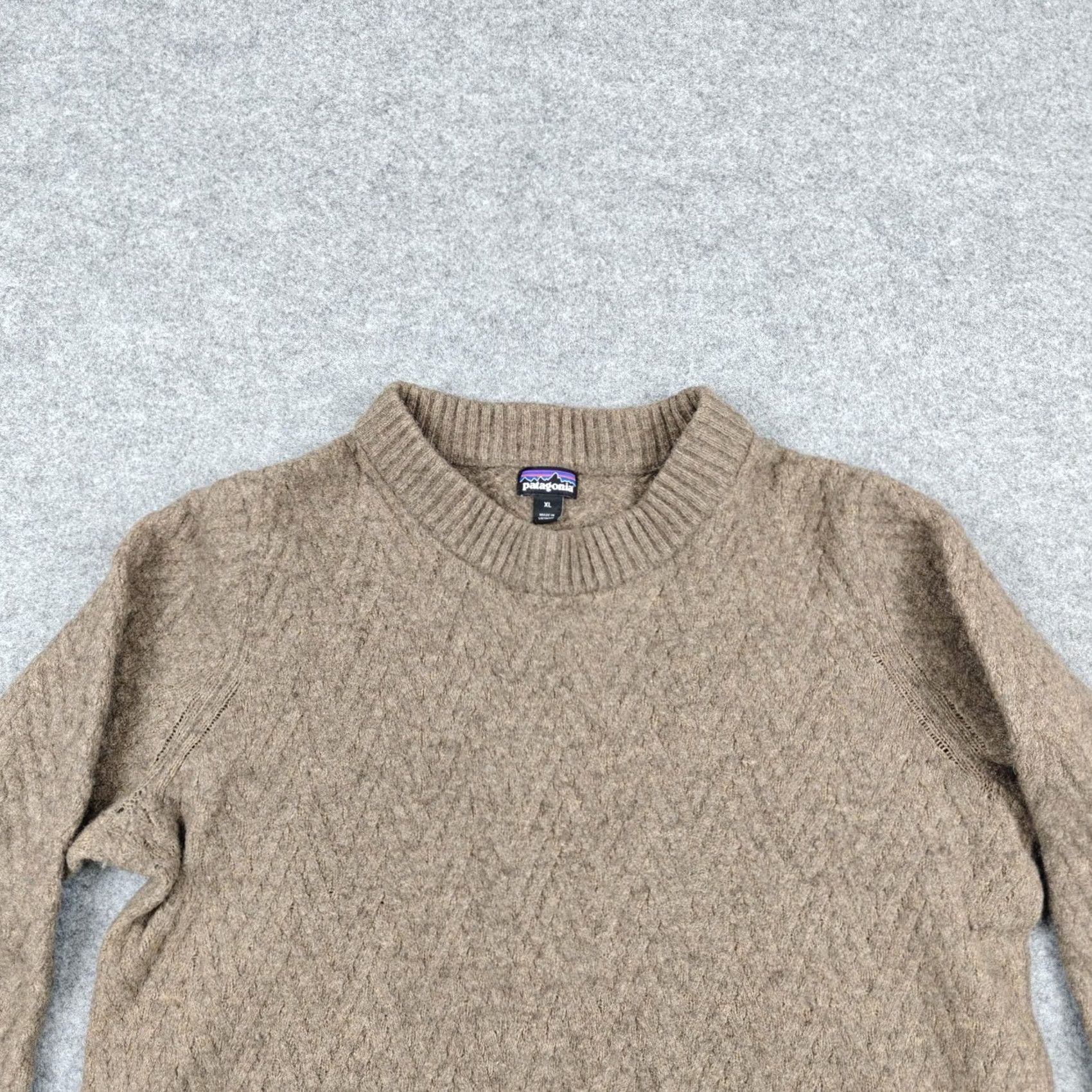 Patagonia Patagonia Sweater Womens XL Brown Recycled Wool Diamond Knit Crewneck Pullover Size XL / US 12-14 / IT 48-50 - 2 Thumbnail
