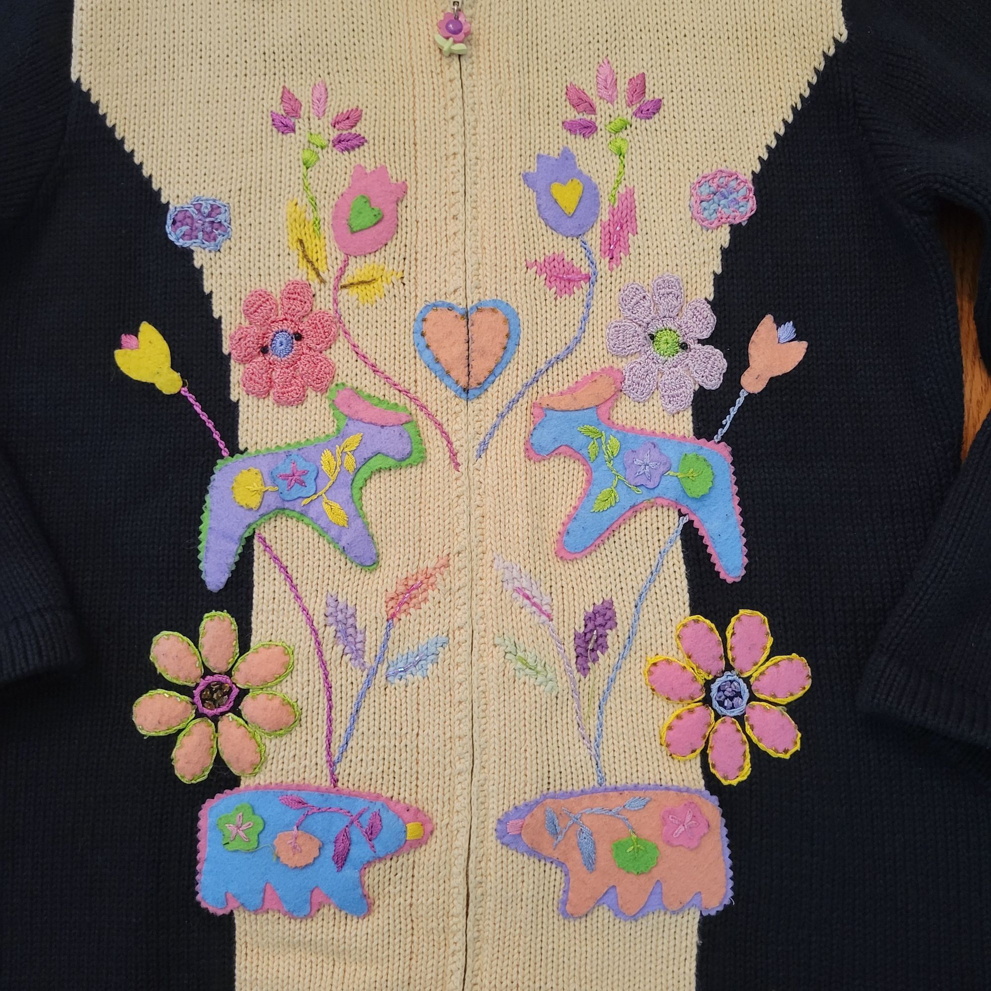 Vintage Storybook Knits Cardigan Embroidered Folk Lore Garden Full Z Size M / US 6-8 / IT 42-44 - 7 Thumbnail