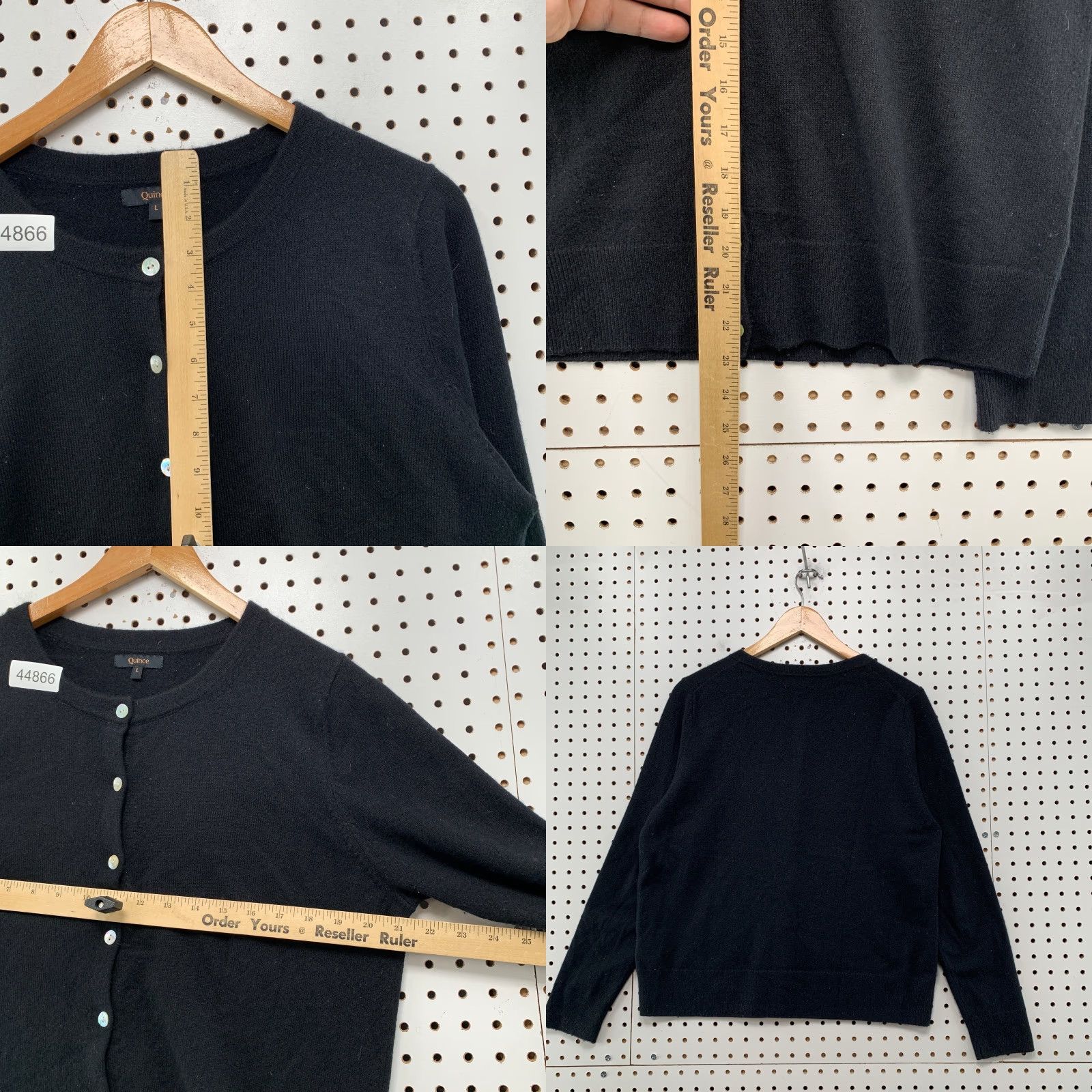 Quince Quince Cardigan Womens Large Black Button Up Soft Cozy - Cashmere Sweater, Knit, Round Neck, Long Sleeve Size L / US 10 / IT 46 - 8 Thumbnail