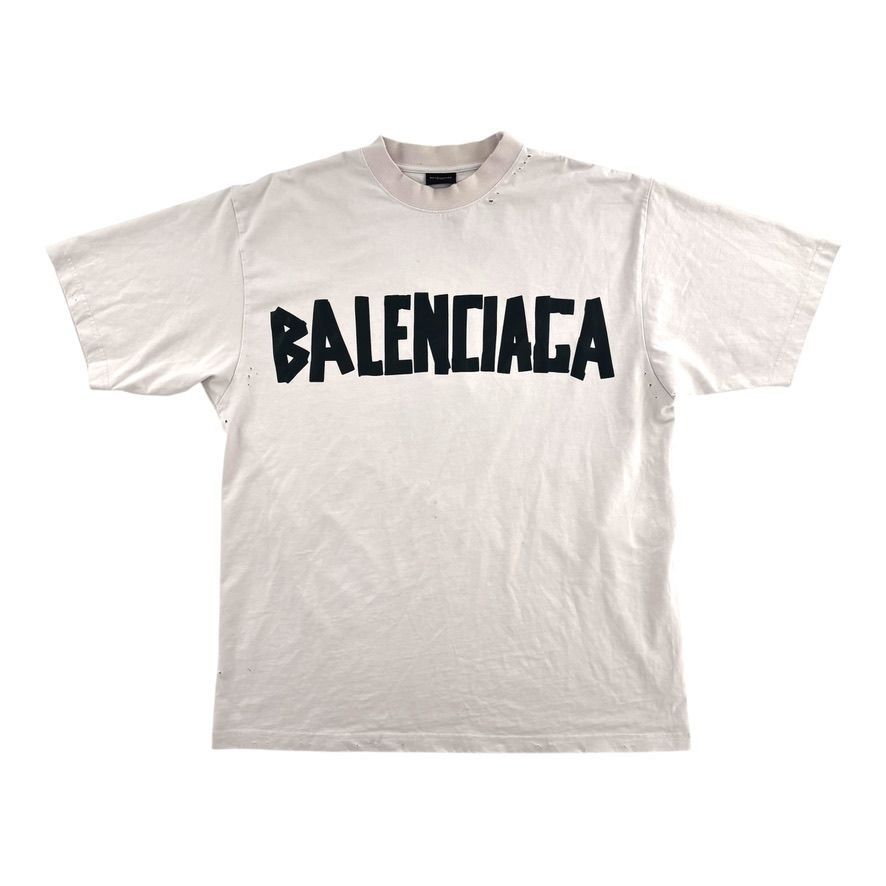 Balenciaga Tape Tee Cream & Black Size US S / EU 44-46 / 1 - 1 Thumbnail
