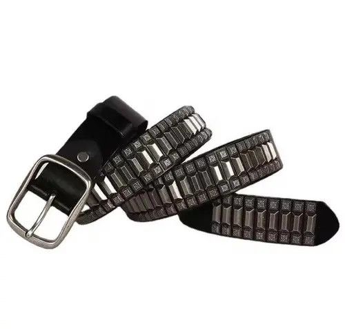 VIBE 110 cm Cowboy Motorcycle Jeans Heavy Metal Rivet Belts Size ONE SIZE - 4 Thumbnail