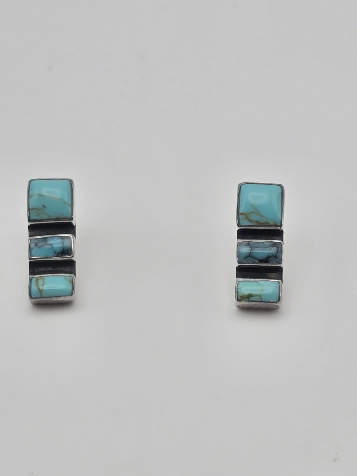 The Unbranded Brand Vintage 925 Sterling Silver Turquoise Earrings Southwestern Size ONE SIZE - 3 Thumbnail