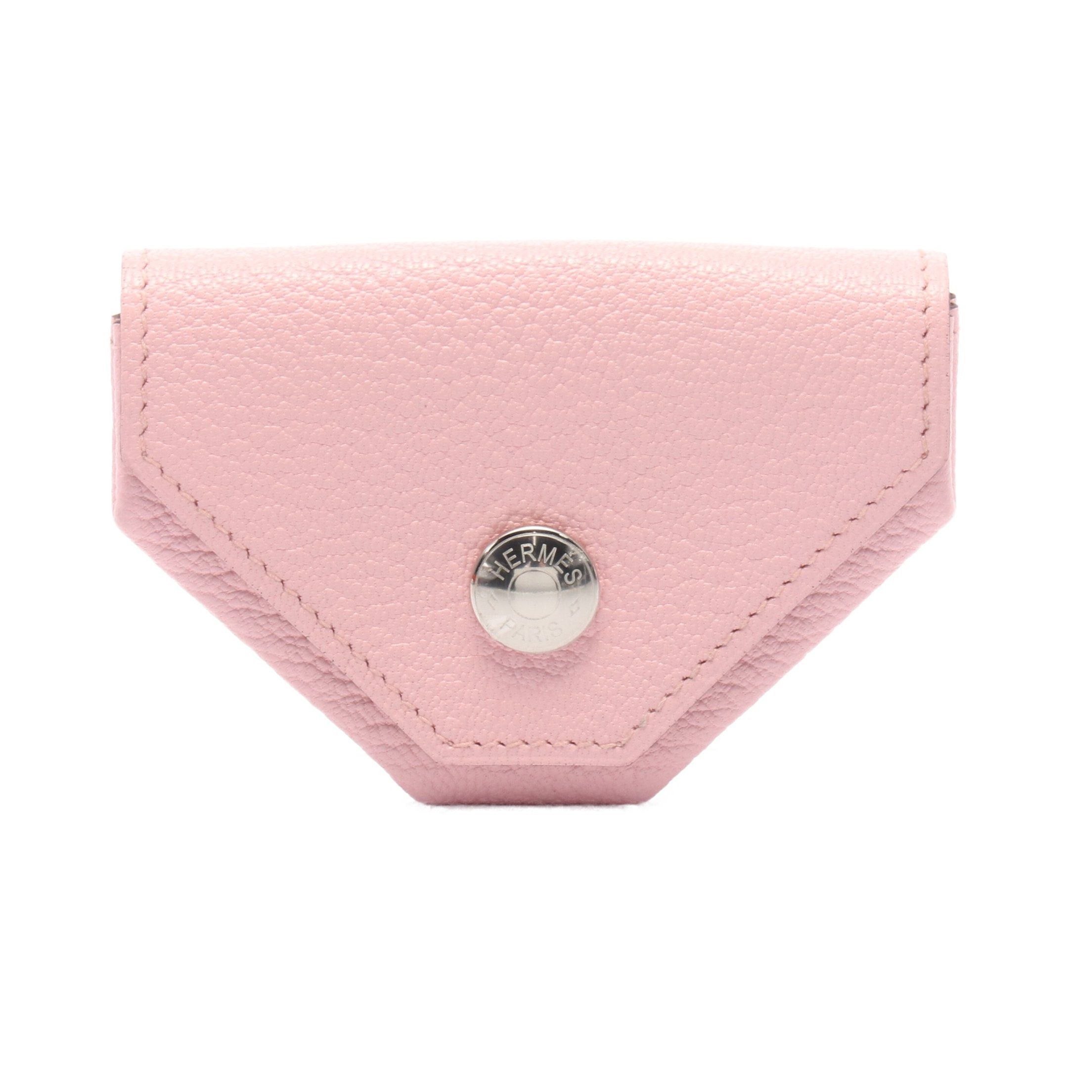 Hermes Levain Quatre Verso Rose Sakura Caramel Coin Purse Chevre Pink Silver Hardware Y Stamp, Women's