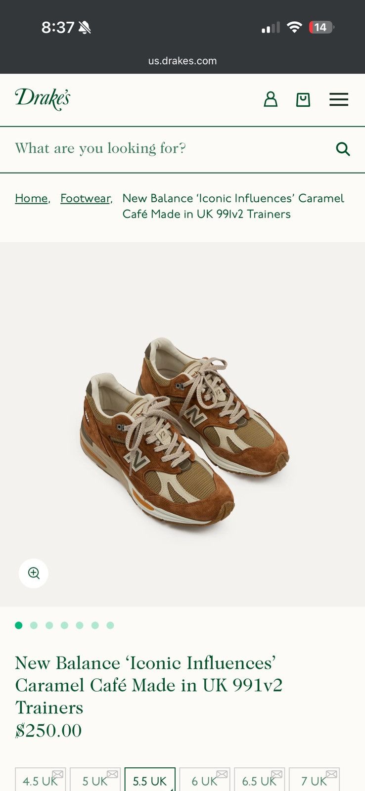 New Balance New Balance 991 v2 ‘Iconic Influences’ Caramel Cafe Size US 8.5 / EU 41-42 - 9 Thumbnail