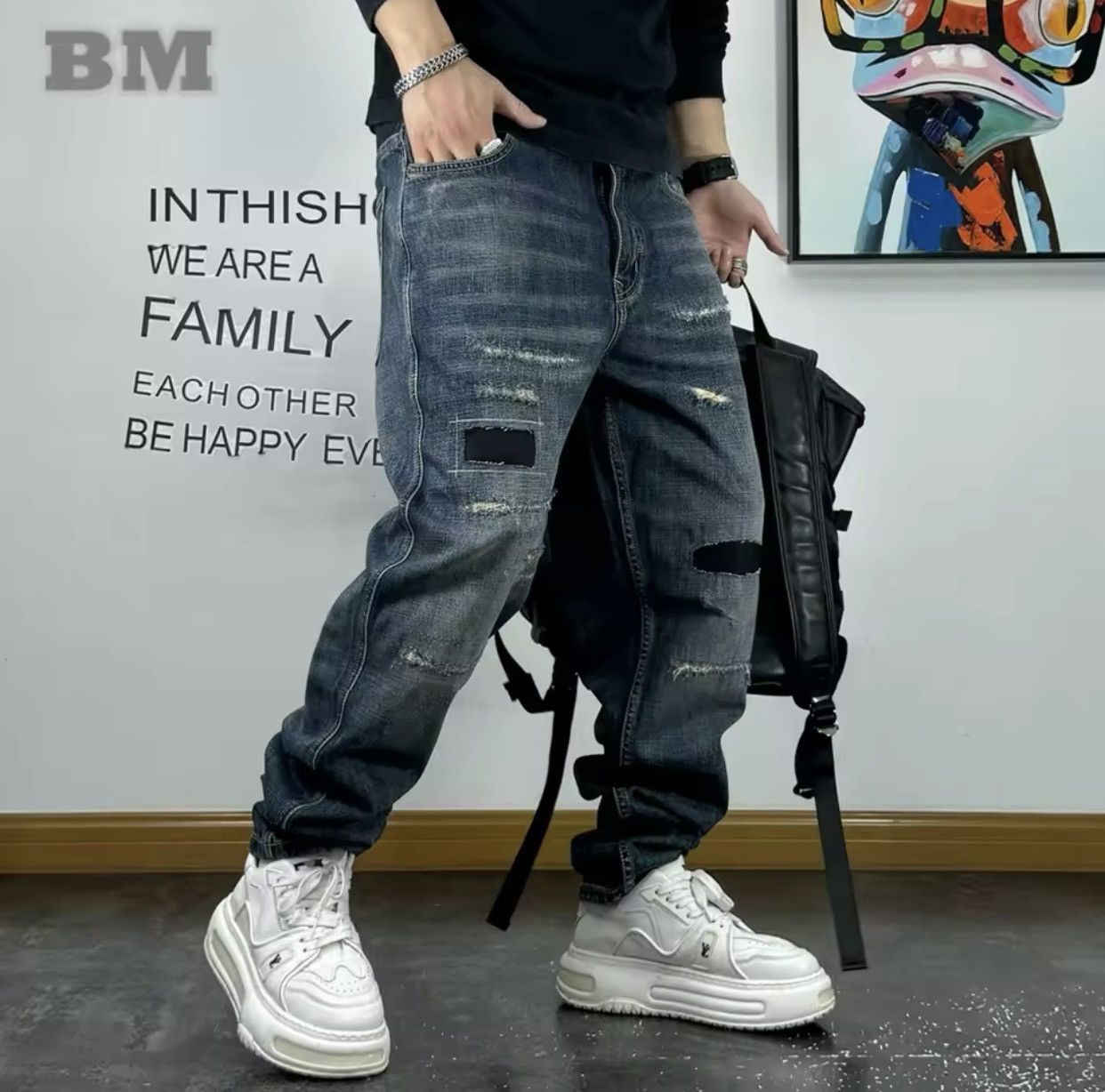 American High Quality Patch Ripped Jeans