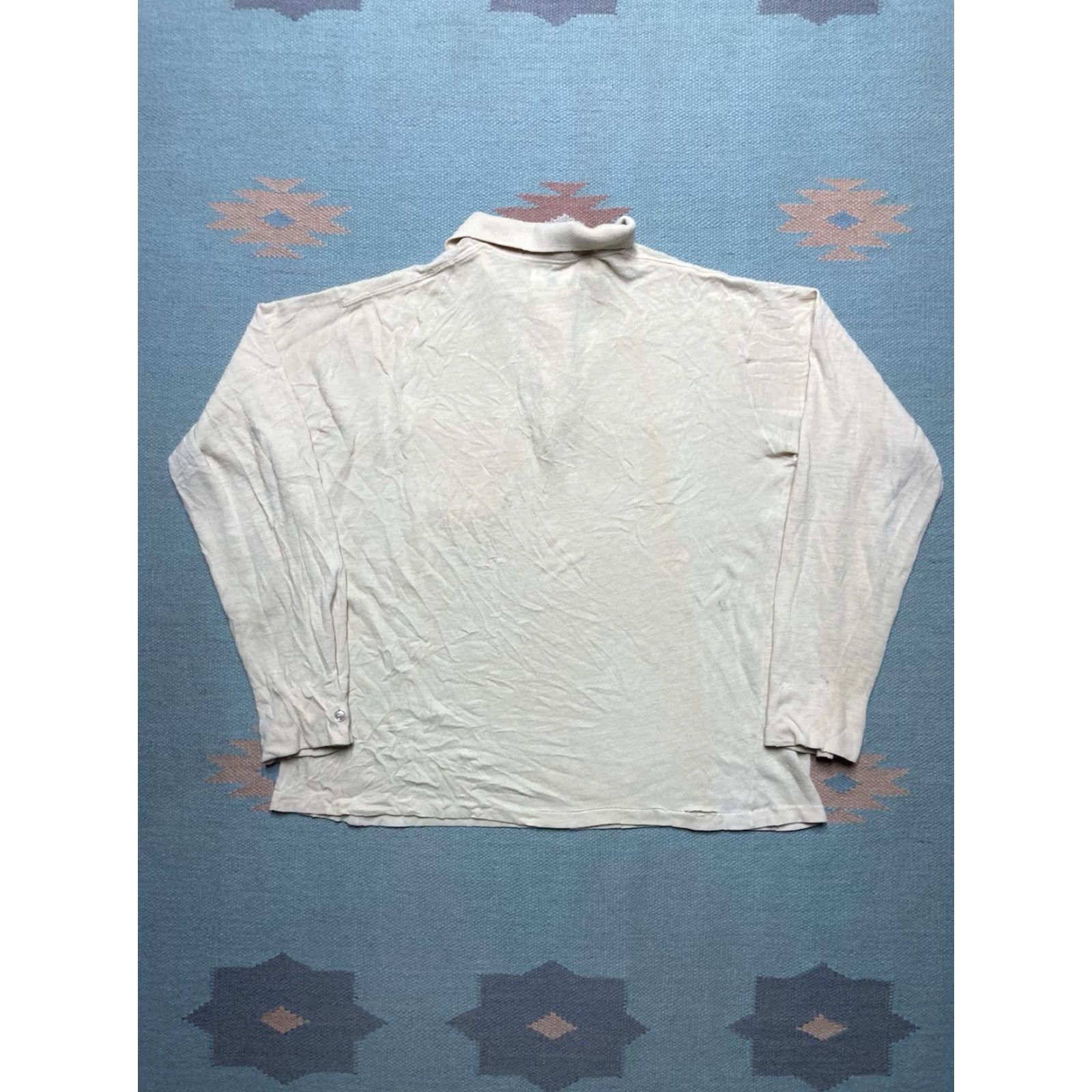 Van Heusen VINTAGE Van Heusen Polo Shirt Long Sleeve White XL 60s Acrylic Distressed Blank Size US XL / EU 56 / 4 - 7 Thumbnail