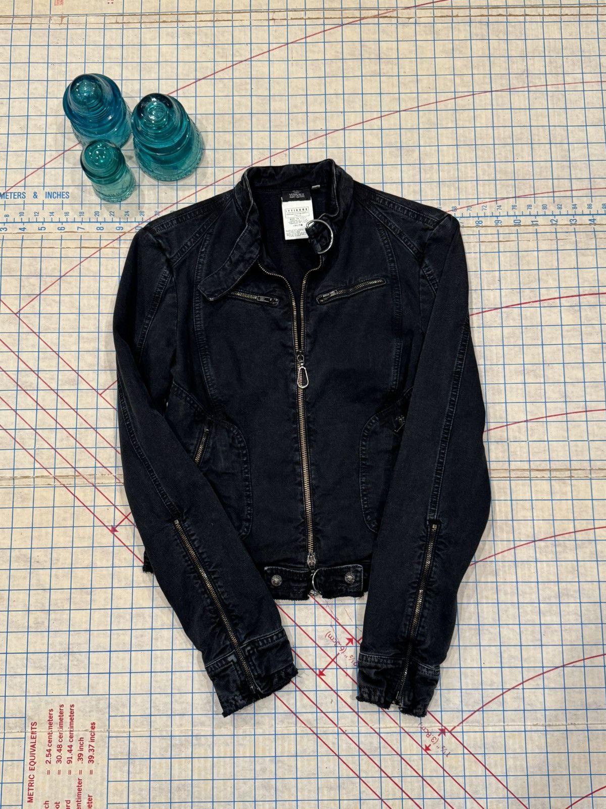 Versace Jeans Couture Versace Jeans Couture Y2K Denim Jacket XS FullZip Black 04/1 Size XS / US 0-2 / IT 36-38 - 4 Thumbnail