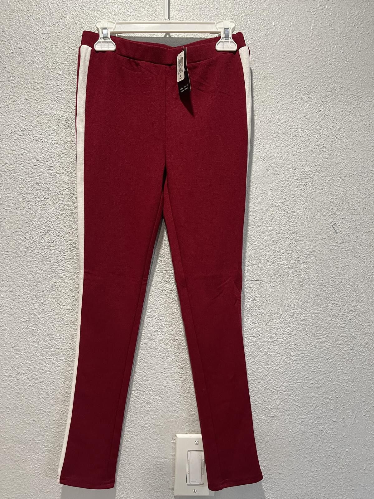 Unknown London Girls' Maroon Leggings with White Side Stripes Size M (10) Size 24" / US 00 / IT 34 - 1 Thumbnail