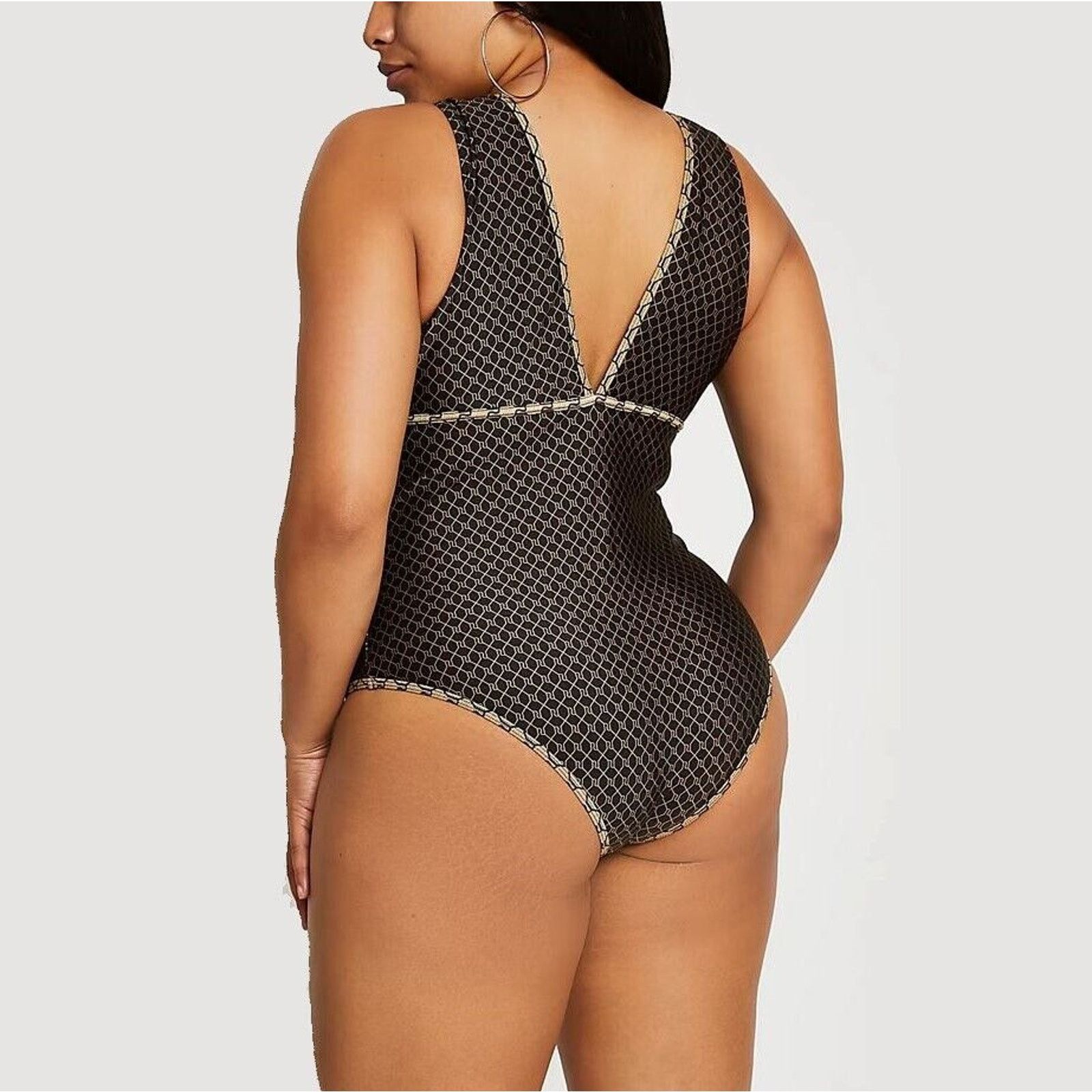 River Island River Island Women Brown One-Piece Swimsuit Plus Size US 18 Size ONE SIZE - 4 Thumbnail