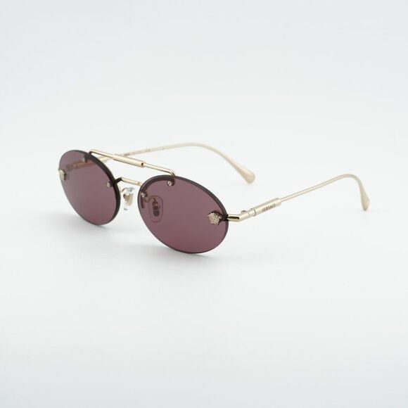 Versace Versace VE2295 1252/1A Sunglasses Gold Oval Frame Size ONE SIZE - 6 Thumbnail