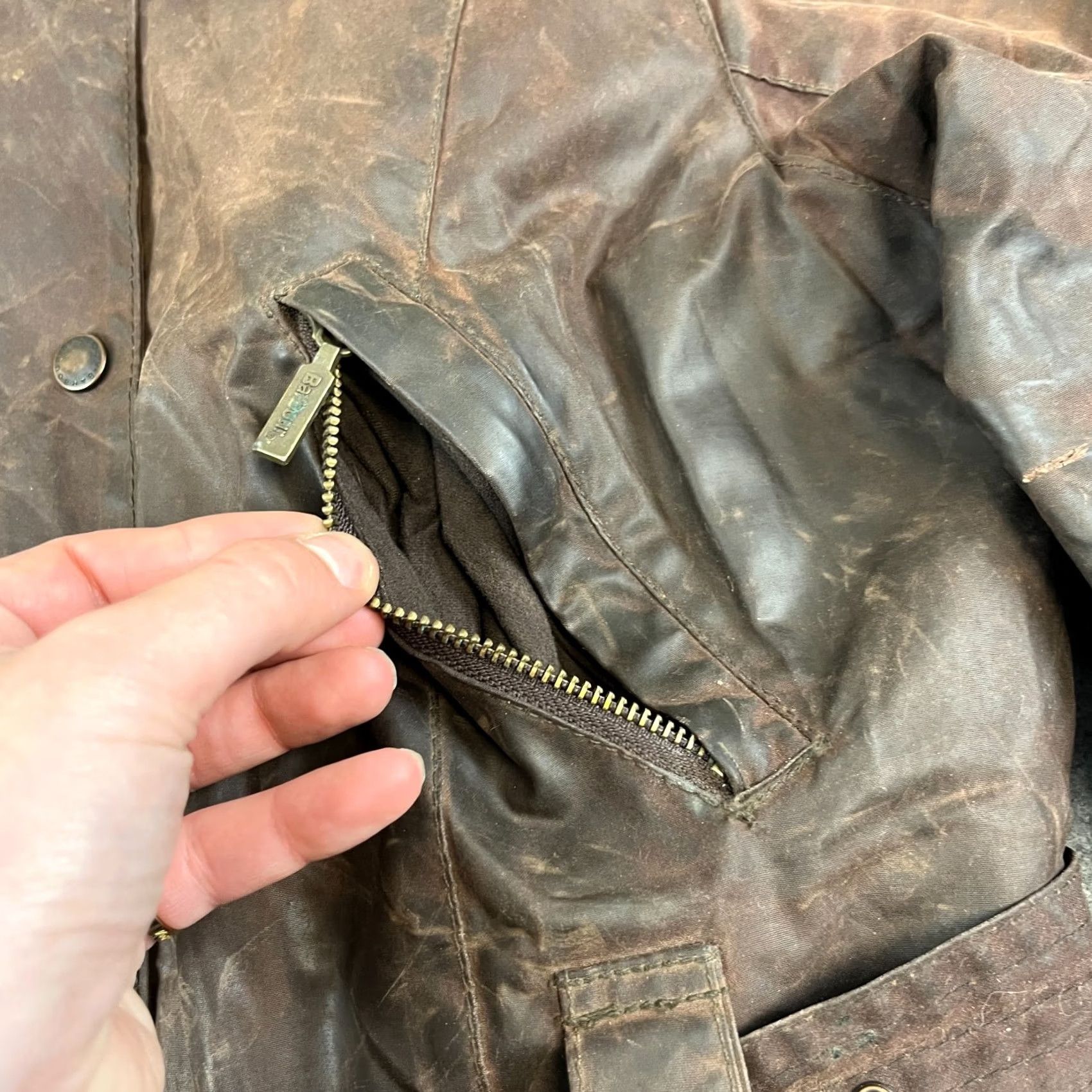 Barbour VINTAGE Barbour Jacket Womens Brown Belted UK 14 Made in England 3 Warrants Casual Cotton Long Sleeve Full Zip Pockets Womens Size XL / US 12-14 / IT 48-50 - 6 Thumbnail