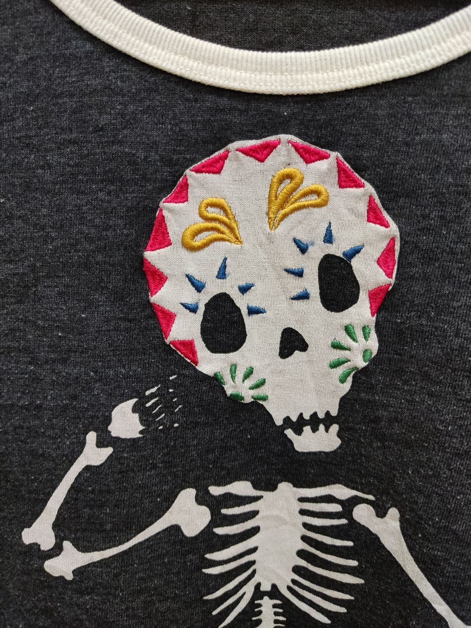 Japanese Brand SPINBOX Skeleton Embroidery 3 Quater Tee Size S / US 4 / IT 40 - 4 Thumbnail
