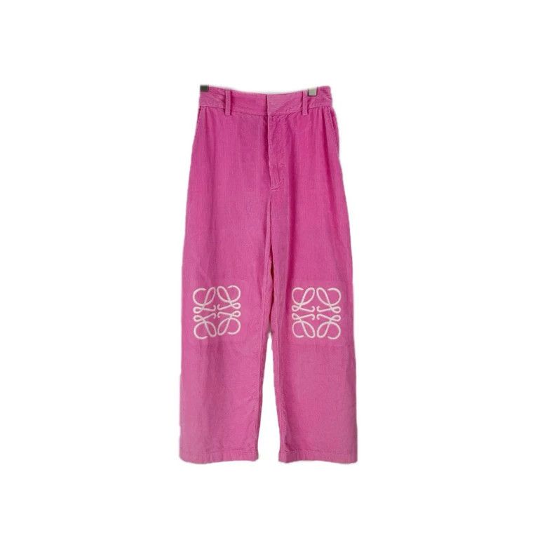 Loewe loewe Velour trousers with pink leather label 2504-Nextarro Size US 34 / EU 50 - 1 Thumbnail