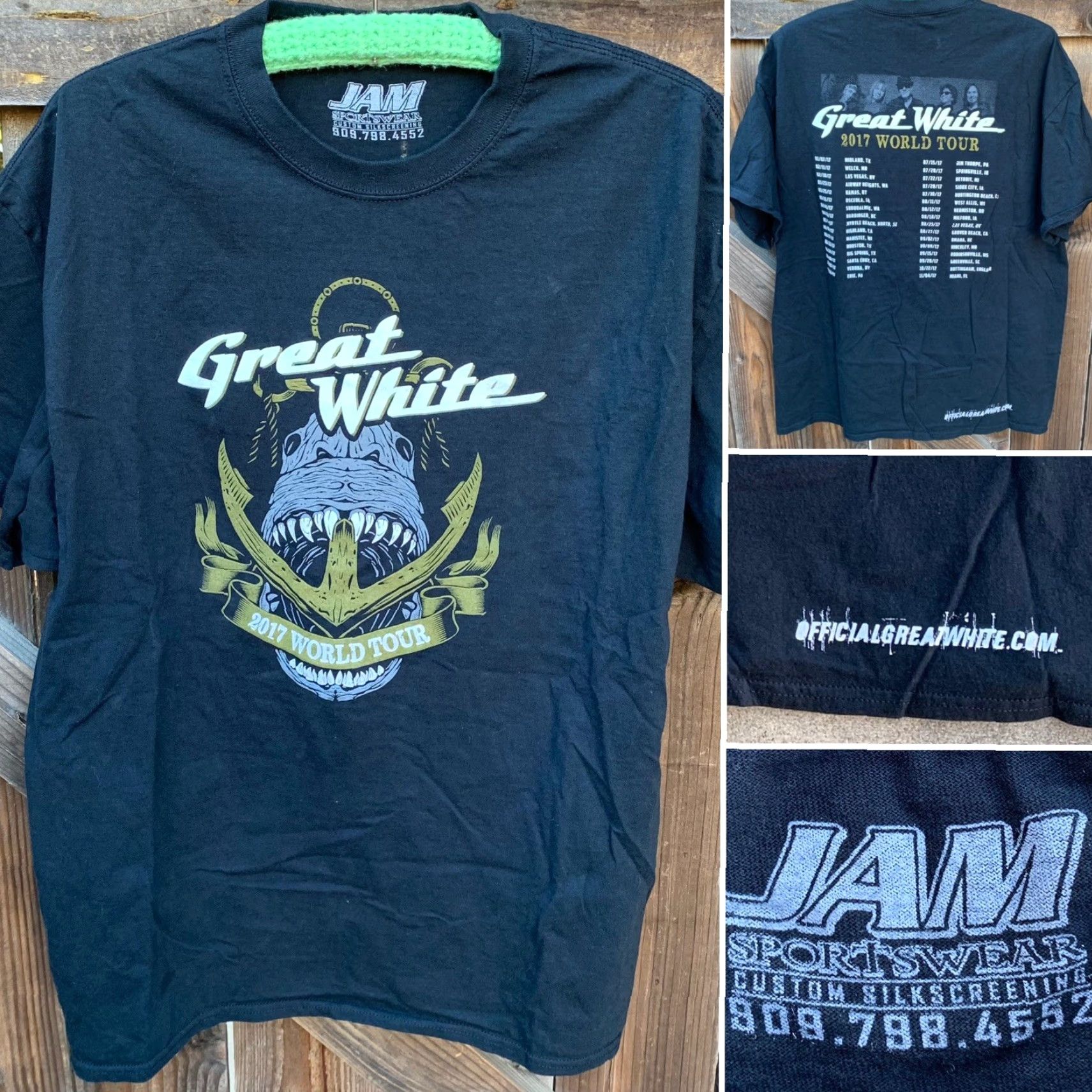 Salem Sportswear Jam Sportswear Great White 2017 World Tour T-Shirt Men 2XL Black Graphic Print Tee Band Concert PT Shirt Size 2XL Mens Size US XXL / EU 58 / 5 - 6 Thumbnail