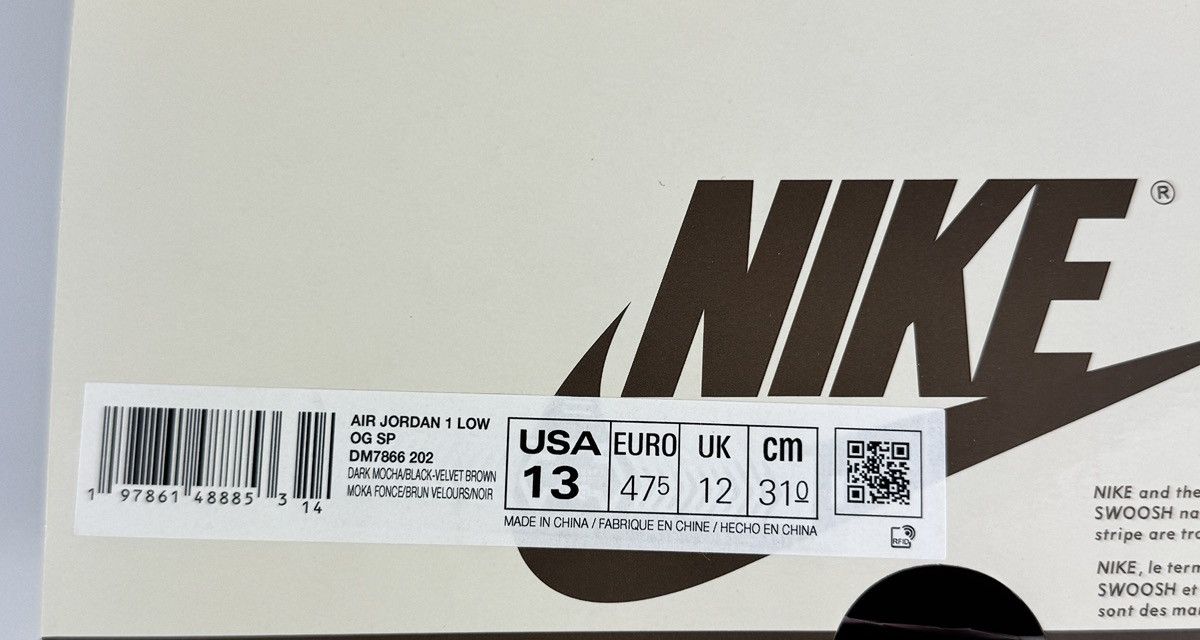 Jordan Brand JORDAN 1 RETRO CACTUS JACK VELVET BROWN SNEAKERS Size US 13 / EU 46 - 14 Thumbnail