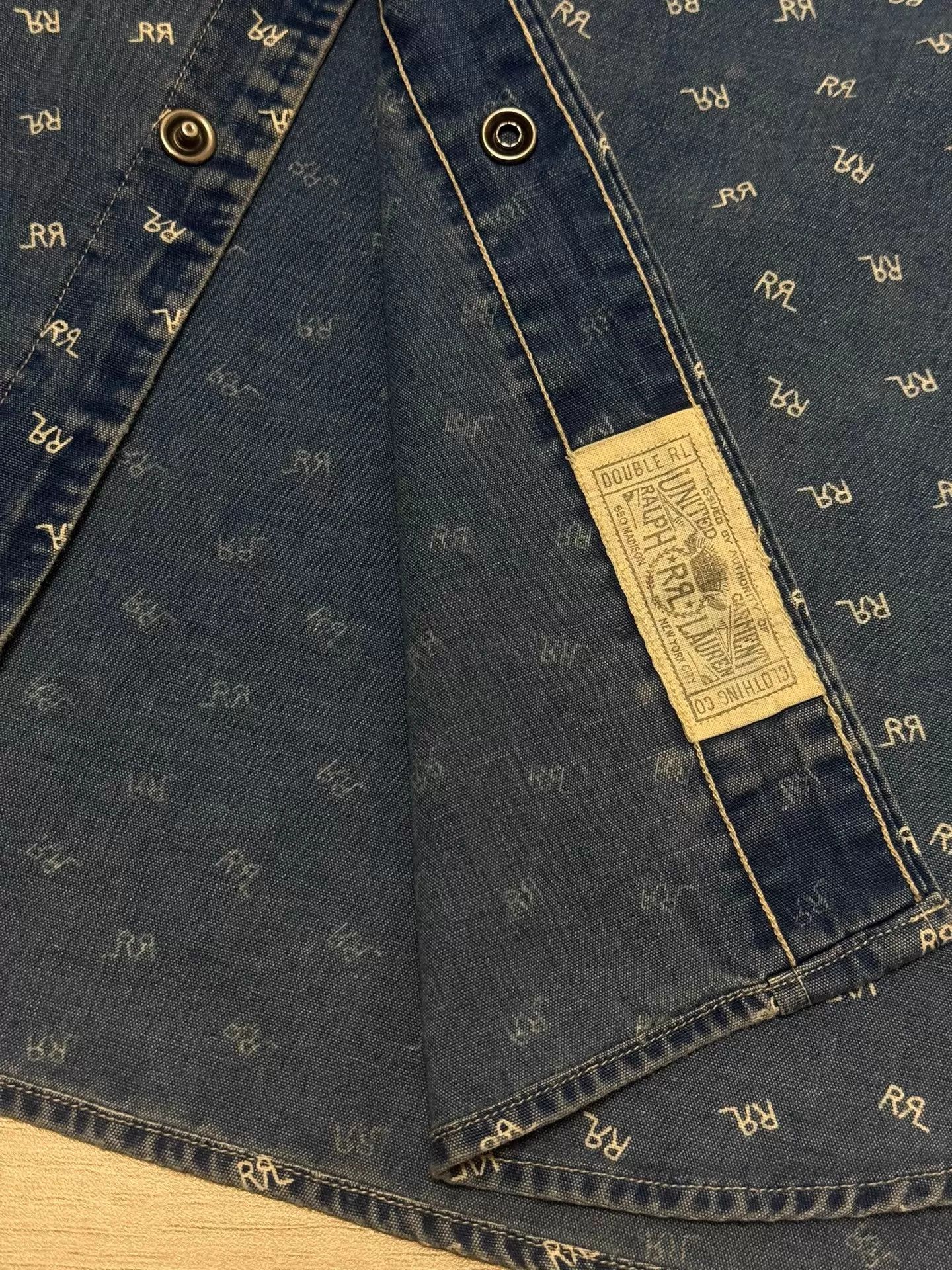 RRL Ralph Lauren Men's RRL Double RL Indigo Logo Shirt L Size US L / EU 52-54 / 3 - 7 Thumbnail