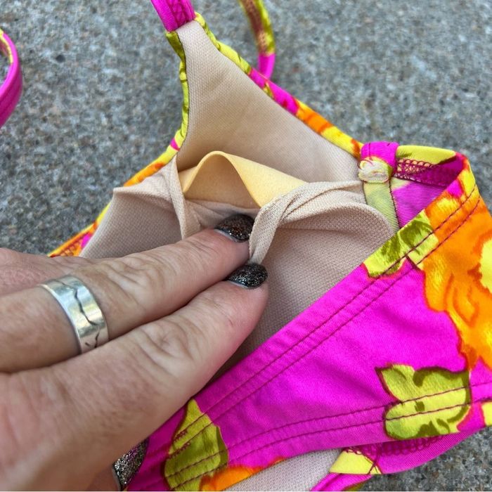 Vintage 90s Y2K Carabella Floral yellow fuchsia underwire bra bikini ...