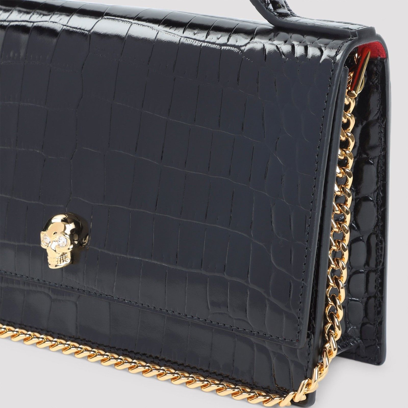 Alexander McQueen ALEXANDER MCQUEEN TH Medium Skull Textured Black Leather Bag Size ONE SIZE - 2 Thumbnail