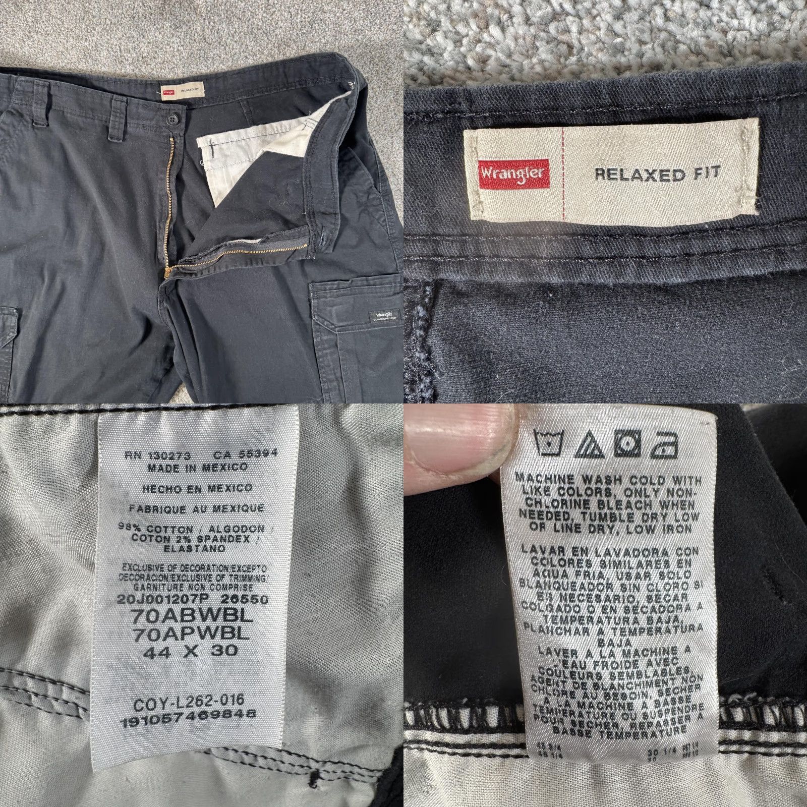Wrangler Wrangler Cargo Pants Mens 44x30 Black Relaxed Fit Stretch Work Utility Pockets Pants Size US 44 / EU 60 - 8 Thumbnail