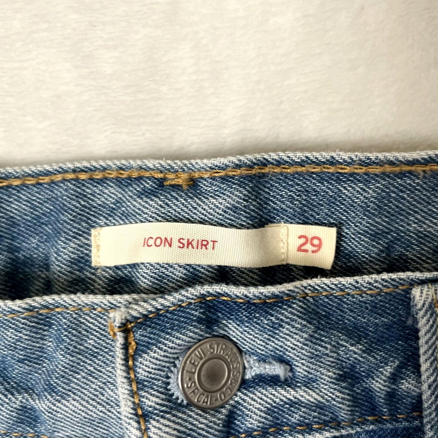 Levi's Levi's Womens Icon Skirt Blue Denim Mini Button Fly Casual Size 29" - 2 Thumbnail