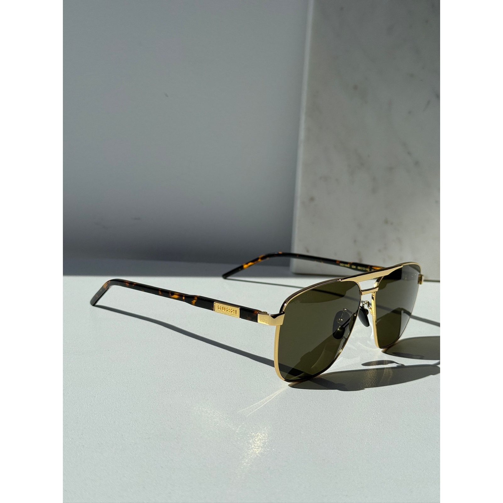 Gucci NEW Gucci GG1164S Squared Gold Aviator Unisex Sunglasses Size ONE SIZE - 6 Thumbnail