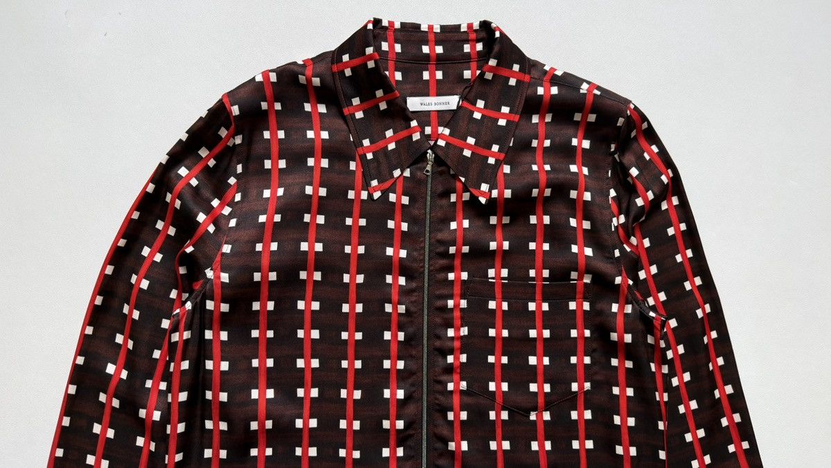 Wales Bonner ‘Relief’ Brown + Red Patterned Zip Shirt Size US M / EU 48-50 / 2 - 3 Thumbnail