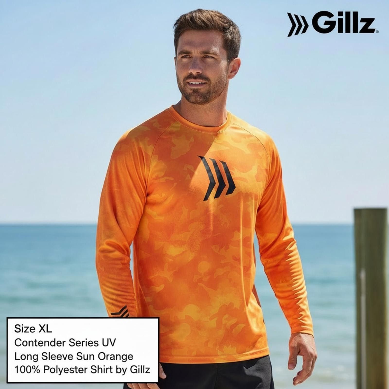 Other Gillz Contender Series UV Long Sleeve Sun Shirt - Orange, XL Size ONE SIZE - 1 Thumbnail