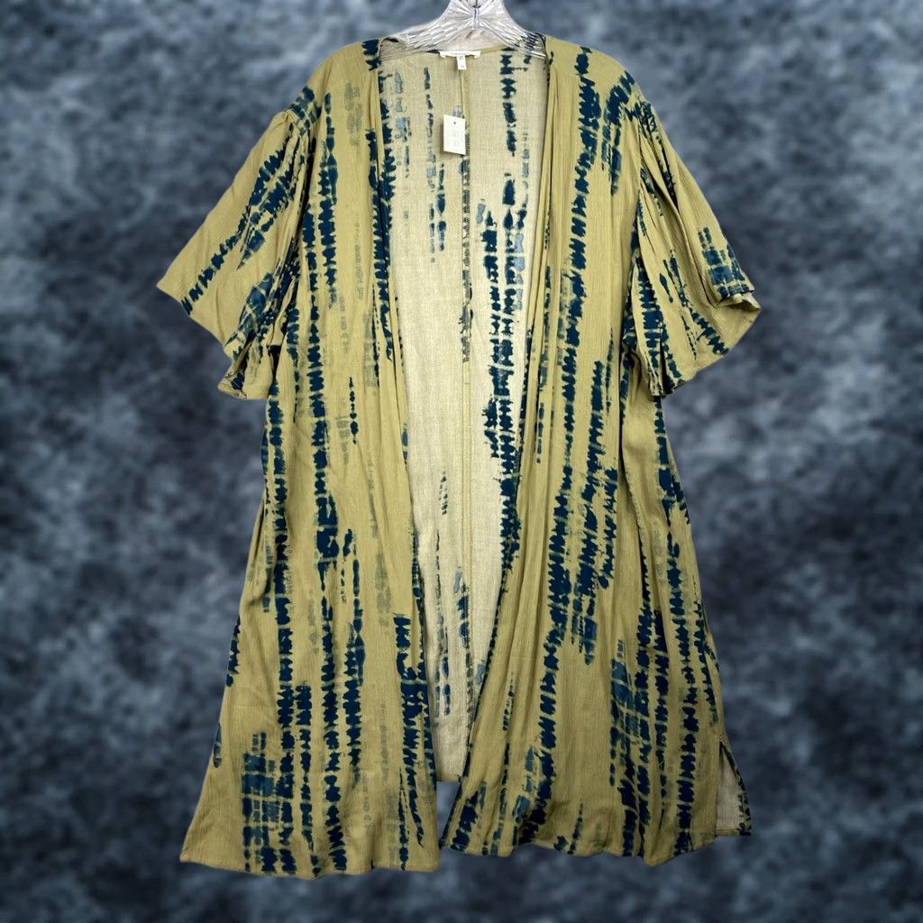 Vintage Maurices Open Front Cardigan 1X Green Tie Dye Hippie Duster Boho Cover Up NWT Shirt Womens Size XL / US 12-14 / IT 48-50 - 1 Thumbnail