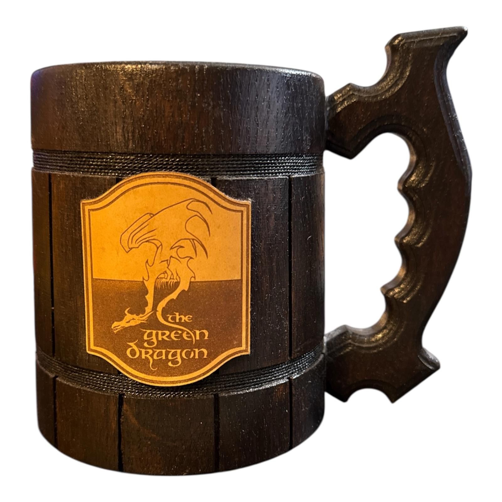 Other The Green Dragon Wooden Beer Mug with Metal Liner LOTR Size ONE SIZE - 1 Thumbnail