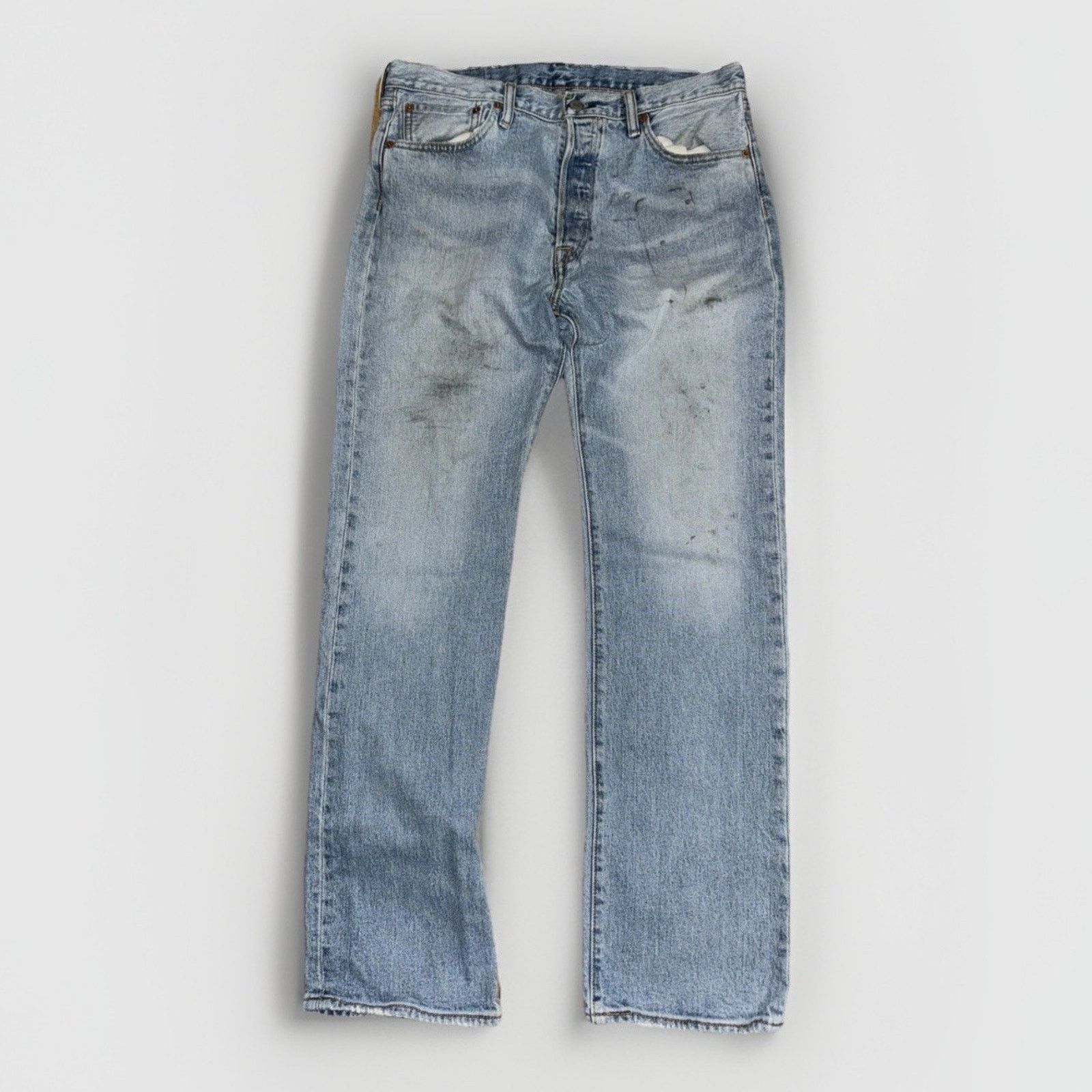 Levi's Levi’s 501 Button Fly 33x31 Washed Blue Denim Straight Leg Size US 33 - 2 Thumbnail