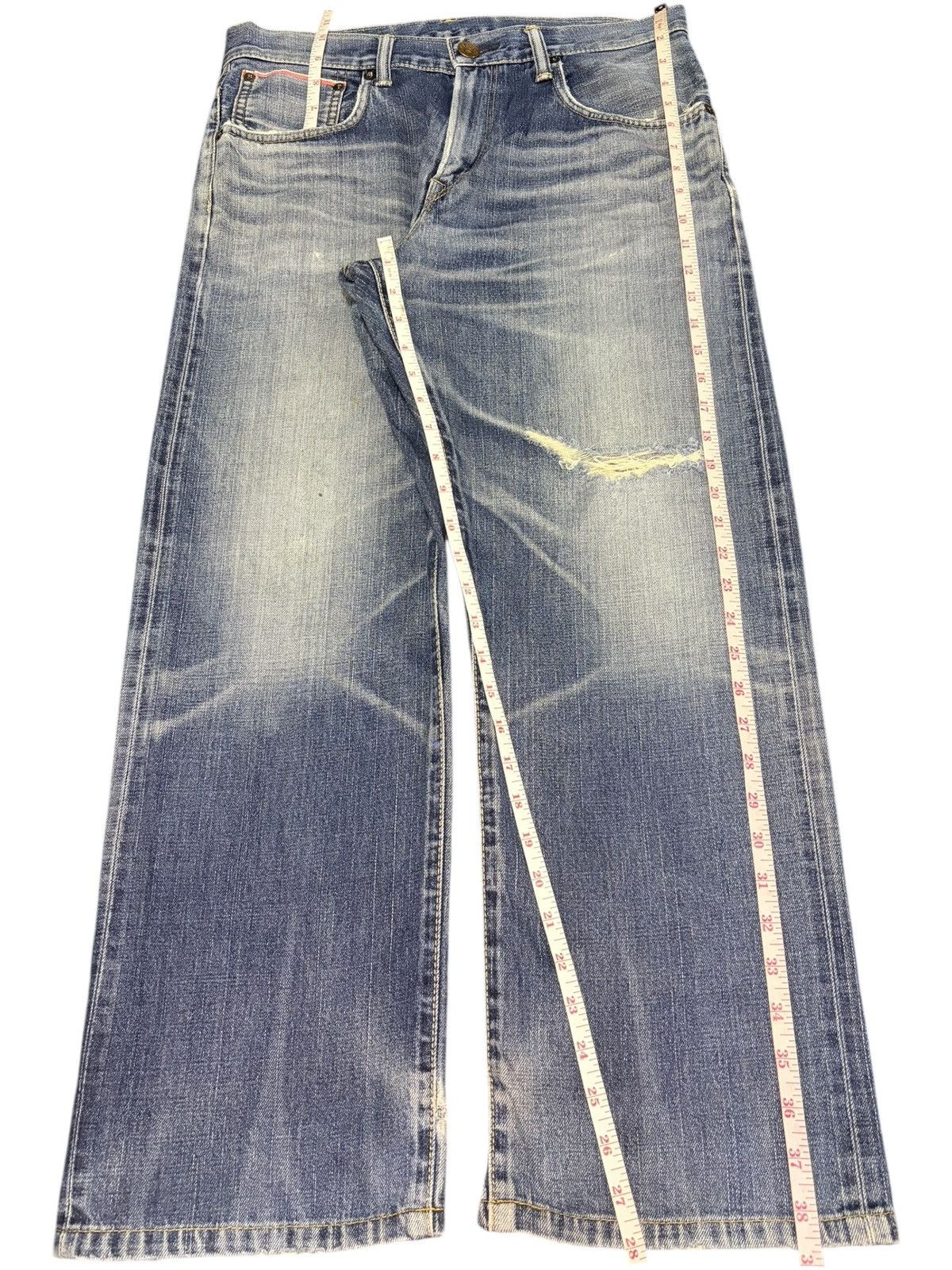 Edwin Vintage 90s Edwin 505Z Selvedge Buckle Back Distress Jeans Size US 33 - 7 Thumbnail