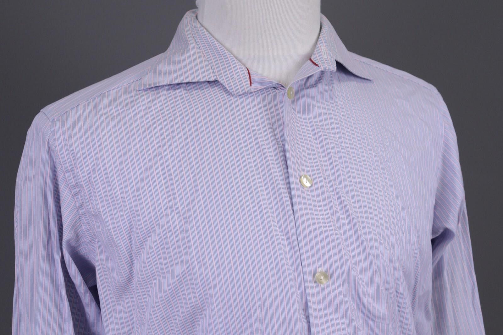 Eton Eton Contemporary Blue Stripe Up Shirt Size 41 /16 Size US M / EU 48-50 / 2 - 7 Thumbnail