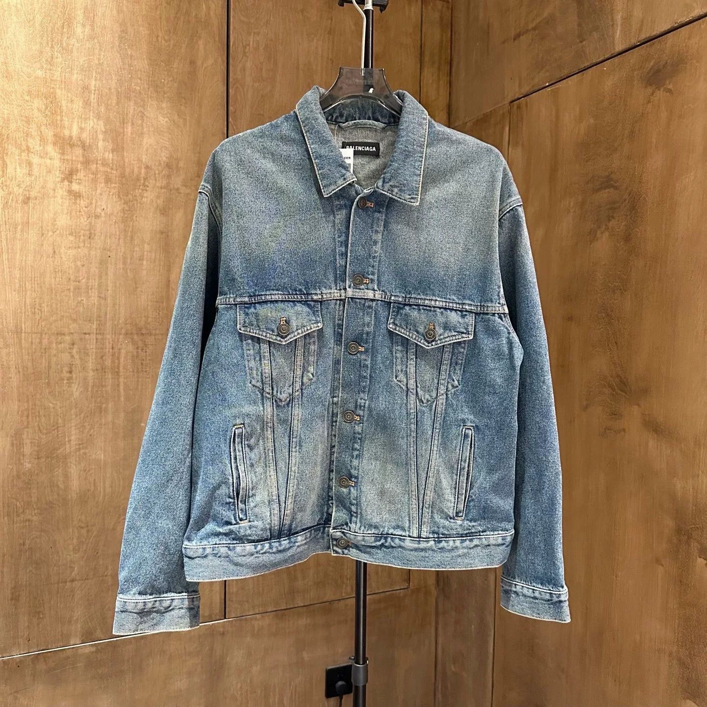 Balenciaga Balenciaga Distressed Blue Denim Jacket Size US M / EU 48-50 / 2 - 1 Thumbnail