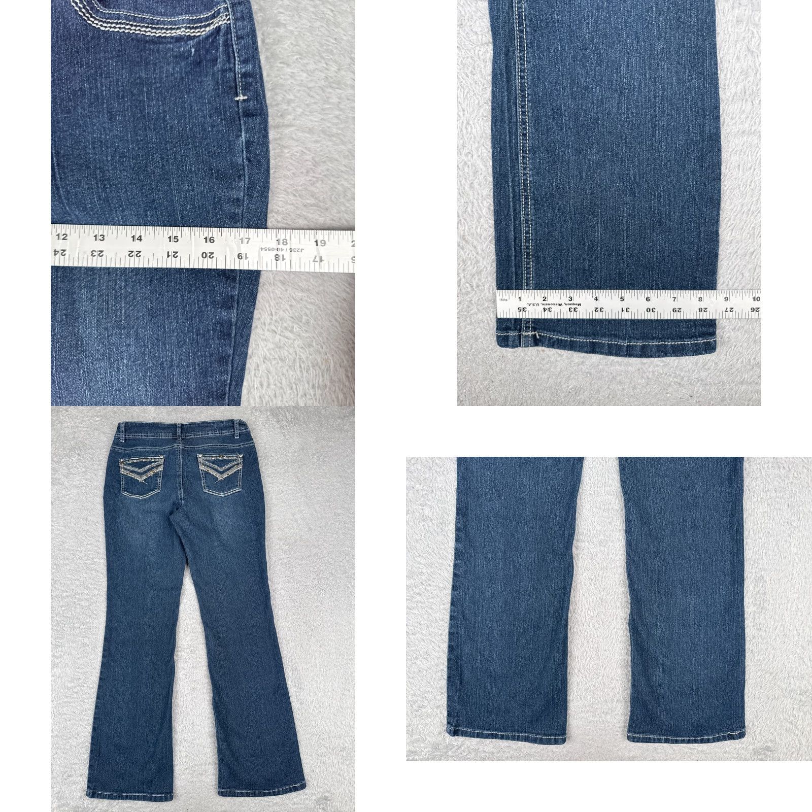 Silver Jeans Co. Women Jeans 30 Blue Denim Bootcut Embellished Cotton Blend Low Rise Bling 30x30 Size 30" / US 8 / IT 44 - 9 Thumbnail