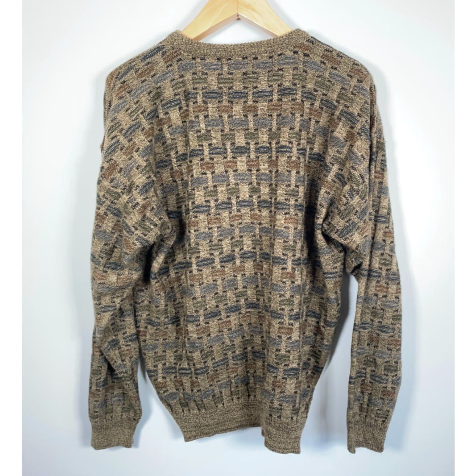 Haggar Haggar Sweater Knit Crewneck Textured Check 90s Dad Style Large Brown Green Size US L / EU 52-54 / 3 - 2 Thumbnail