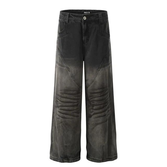 Japanese Brand Pleated Washed Worn-out Thickened Loose Jeans Size US 34 / EU 50 - 6 Thumbnail