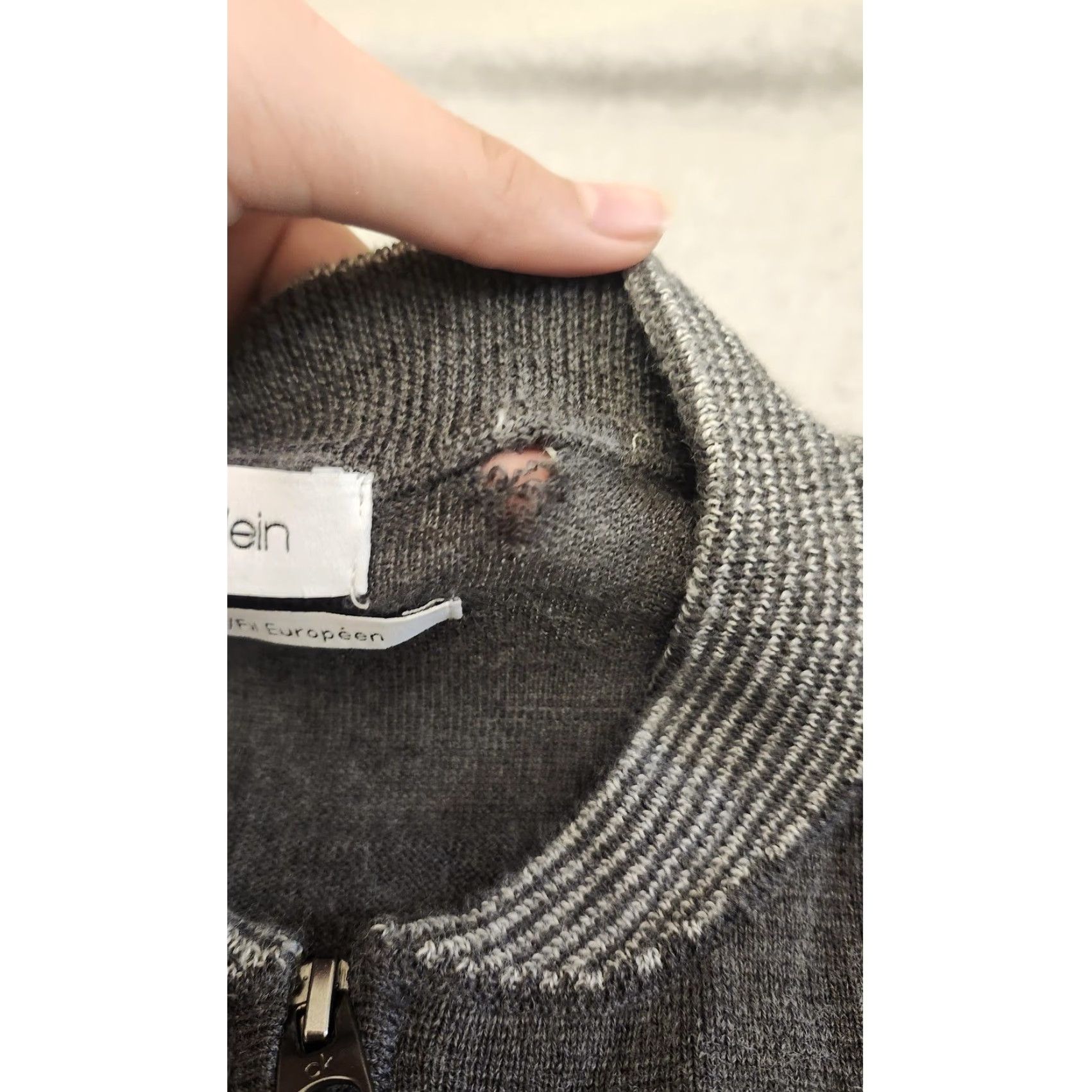 Calvin Klein Calvin Klein Sweater Mens M Gray Merino Wool Blend Full Zip Cardigan HOLE Size US M / EU 48-50 / 2 - 3 Thumbnail